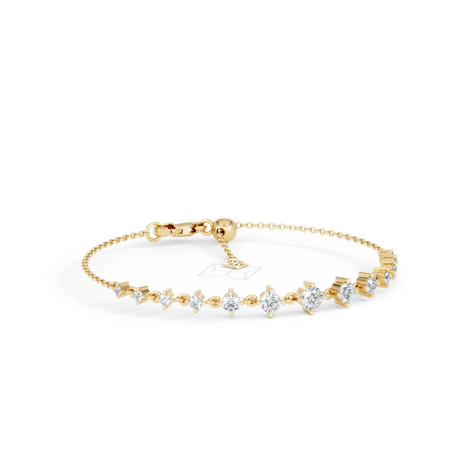 Moments 1.00ct Round Cut Lab Diamond Adjustable Tennis Bracelet in 18K Gold Vermeil - Image 15