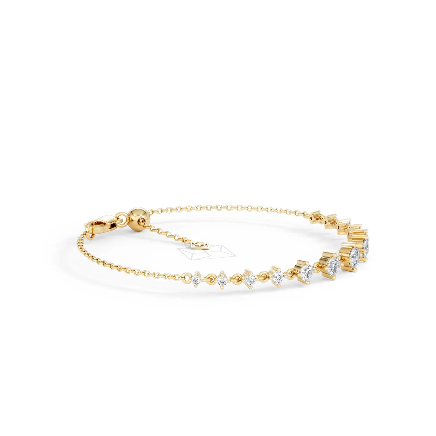 Moments 1.00ct Round Cut Lab Diamond Adjustable Tennis Bracelet in 18K Gold Vermeil - Image 23