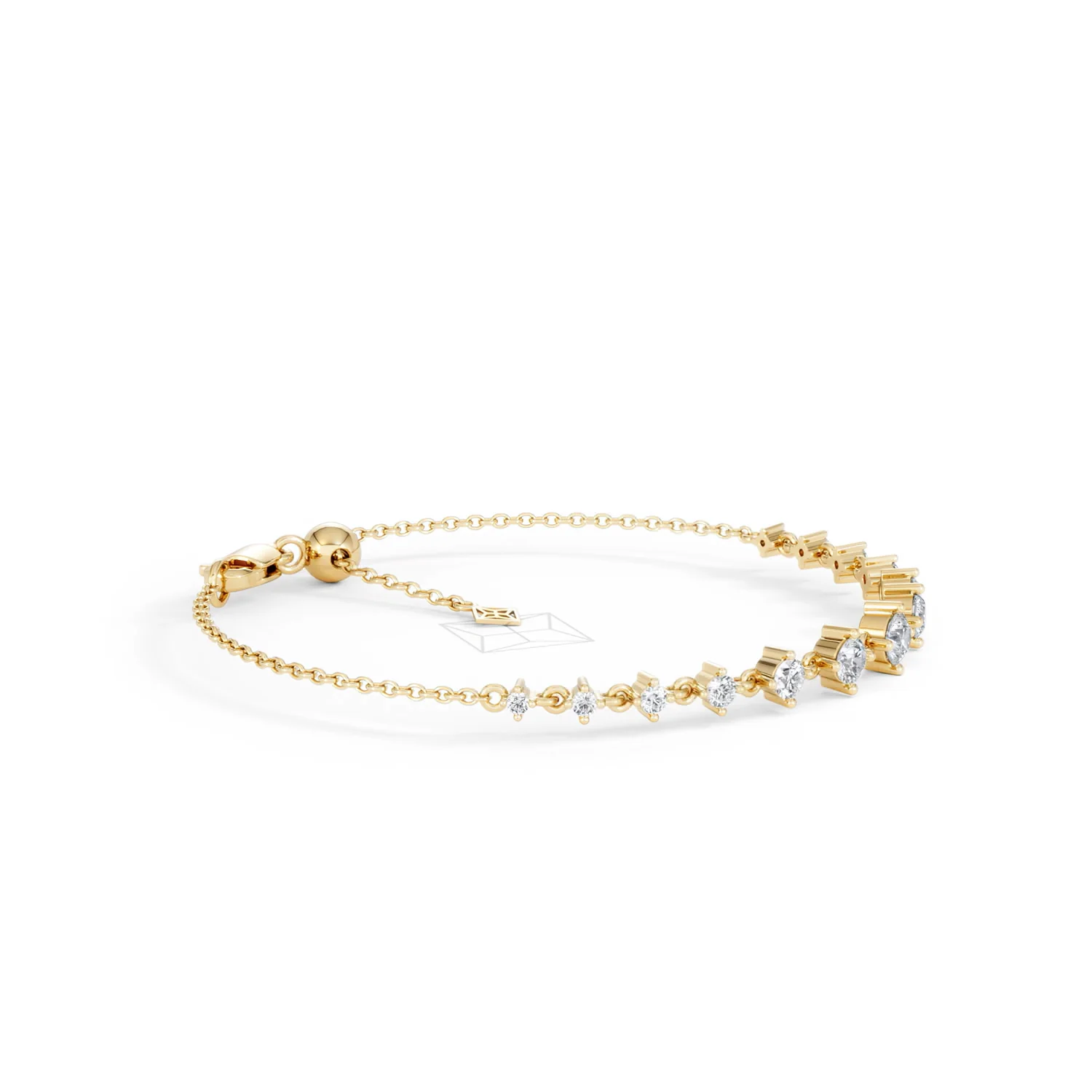 Moments 1.00ct Round Cut Lab Diamond Adjustable Tennis Bracelet in 18K Gold Vermeil - Image 24