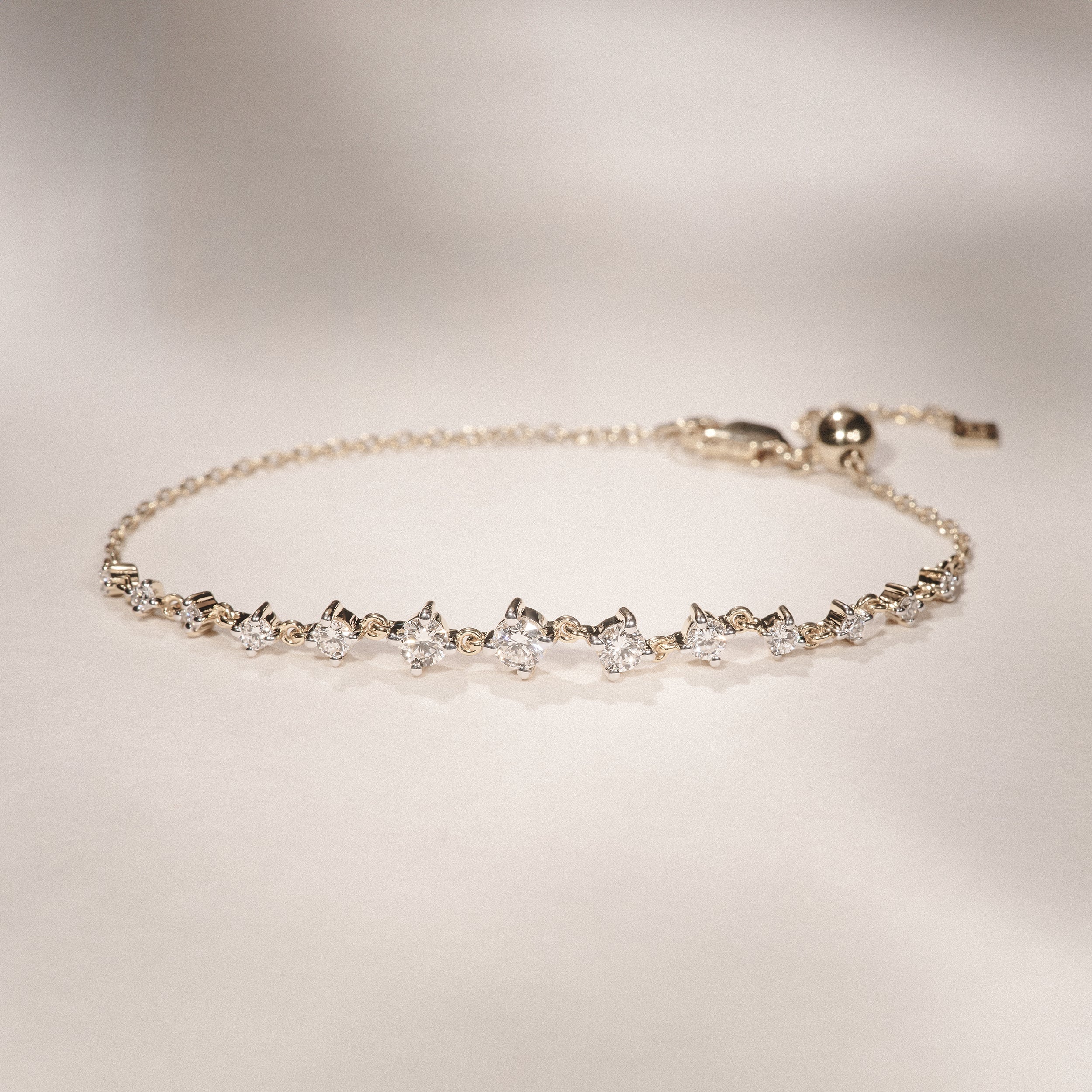 Moments 1.00ct Round Cut Lab Diamond Adjustable Tennis Bracelet in 18K Gold Vermeil - Image 6