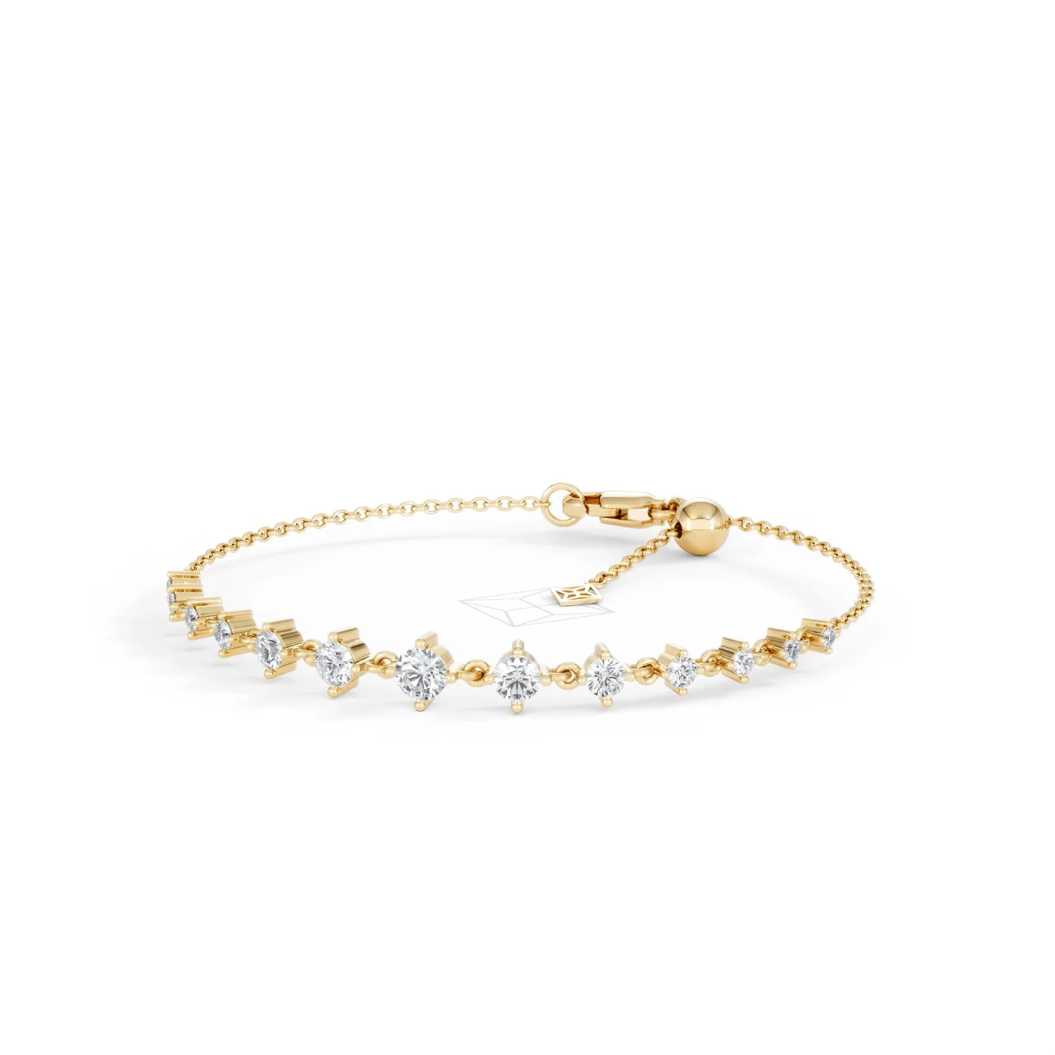 Moments 1.00ct Round Cut Lab Diamond Adjustable Tennis Bracelet in 18K Gold Vermeil - Image 85