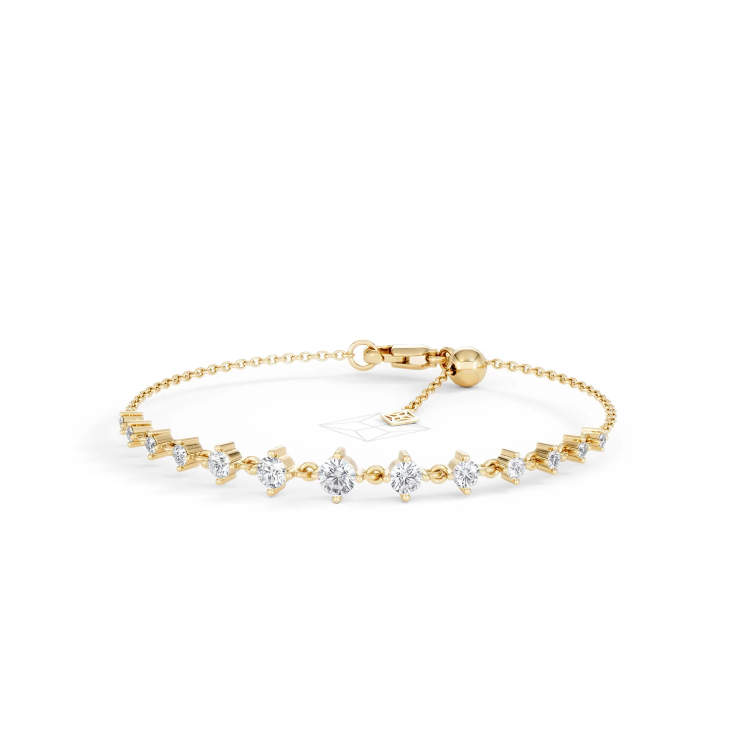 Moments 1.00ct Round Cut Lab Diamond Adjustable Tennis Bracelet in 18K Gold Vermeil - Image 87