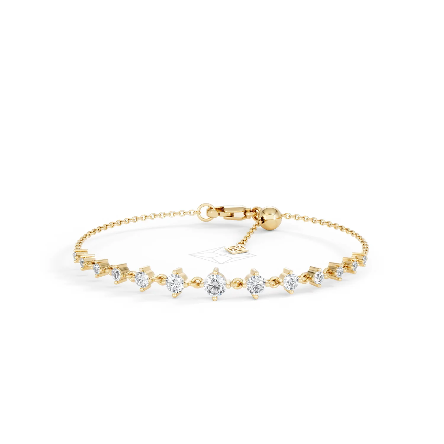 Moments 1.00ct Round Cut Lab Diamond Adjustable Tennis Bracelet in 18K Gold Vermeil - Image 88