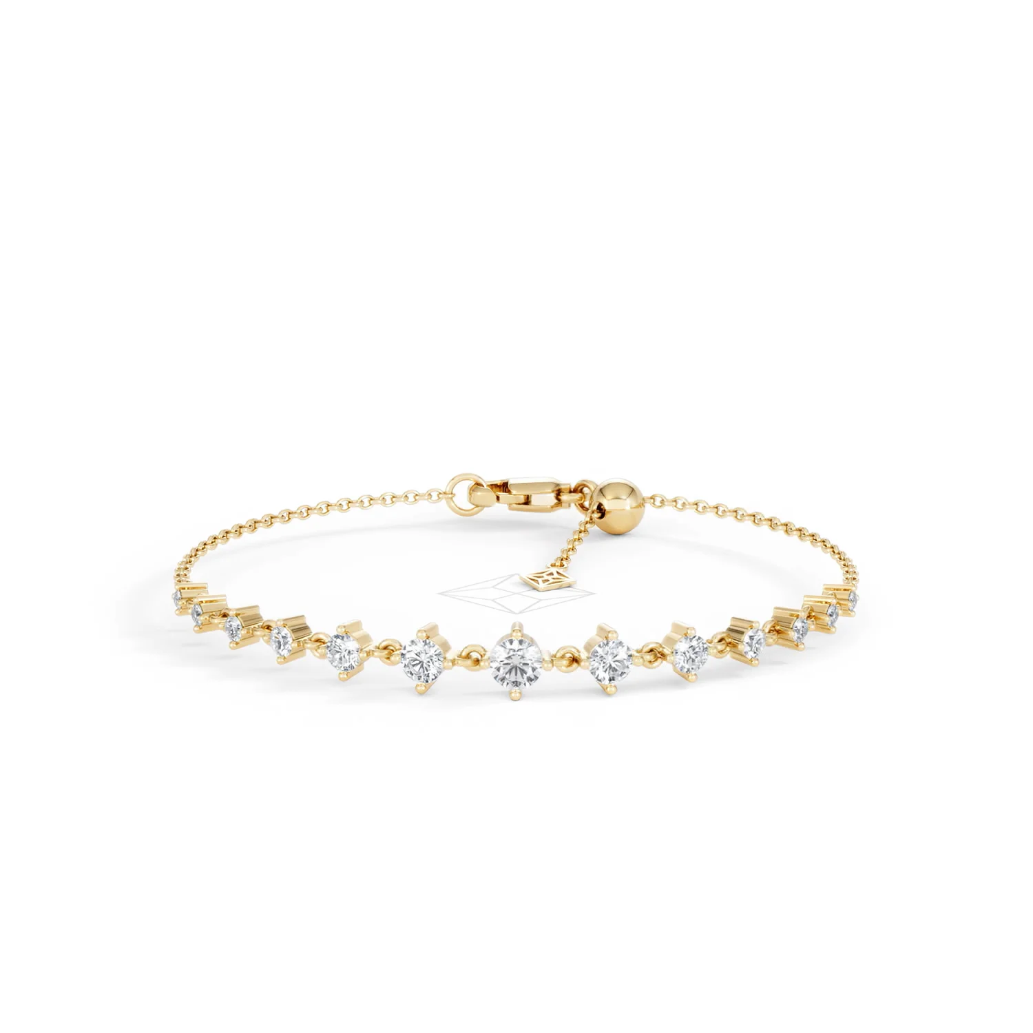 Moments 1.00ct Round Cut Lab Diamond Adjustable Tennis Bracelet in 18K Gold Vermeil - Image 9