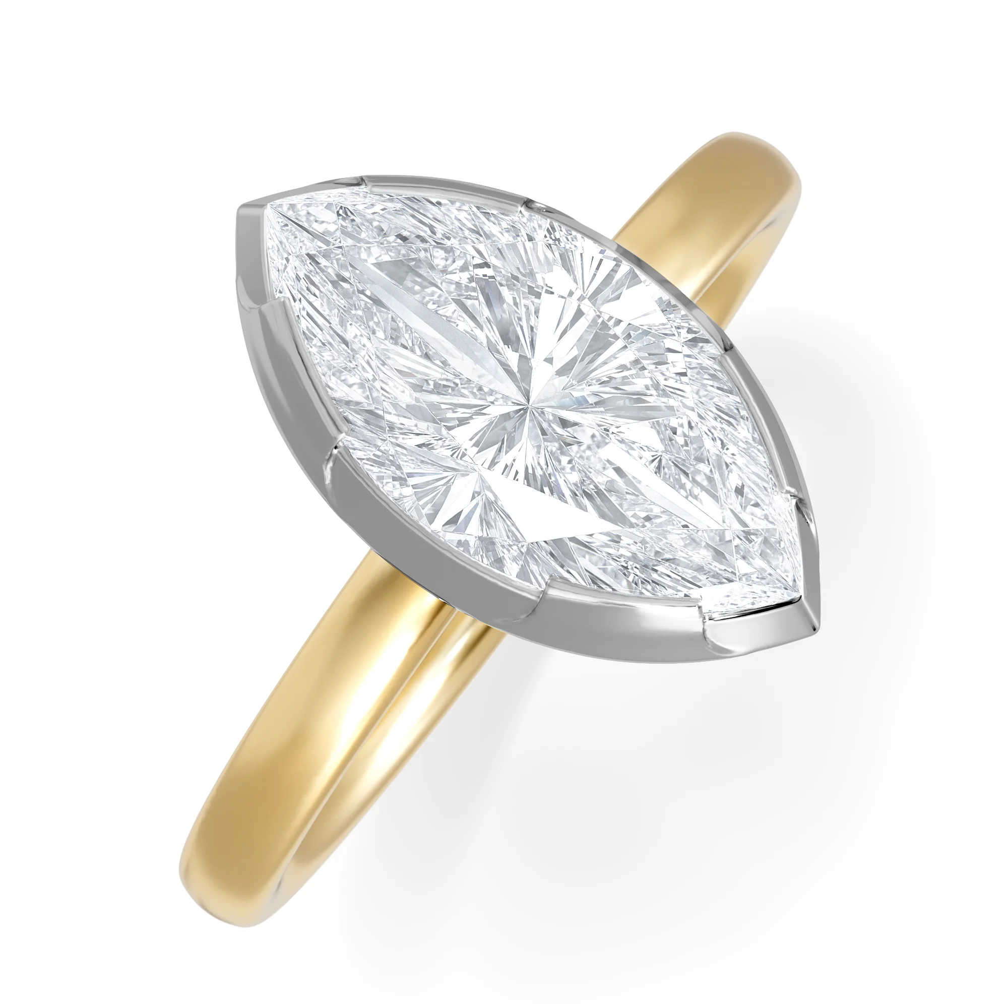 Muse 2.00ct Marquise Cut Lab Grown Solitaire Engagement Ring in 18K Yellow Gold