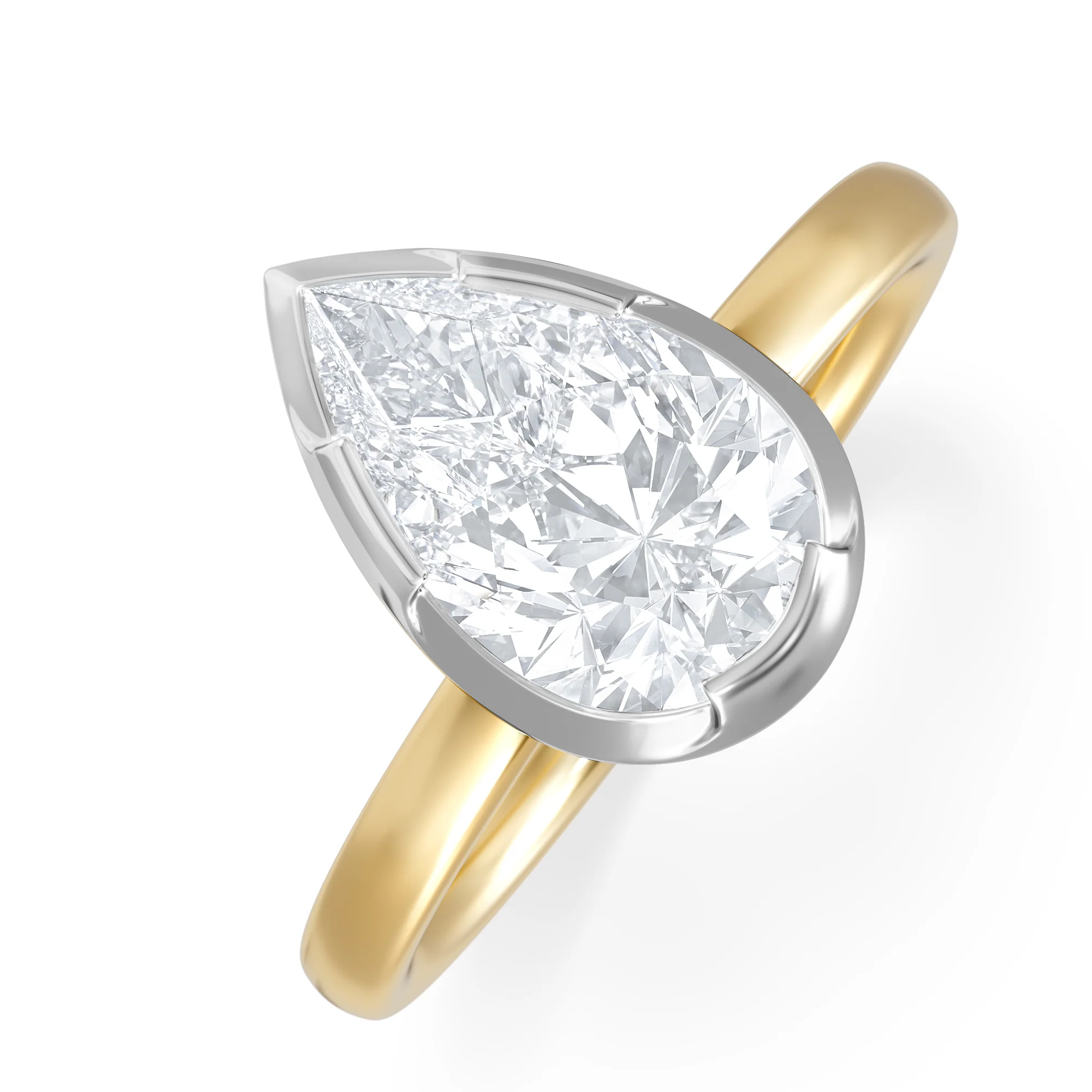 Muse 2.00ct Pear Cut Lab Grown Solitaire Engagement Ring in 18K Yellow Gold