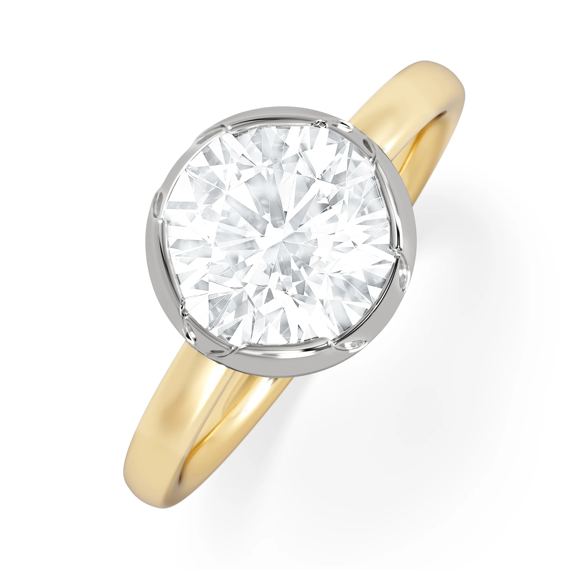 Muse 2.00ct Round Cut Lab Grown Solitaire Engagement Ring in 18K Yellow Gold