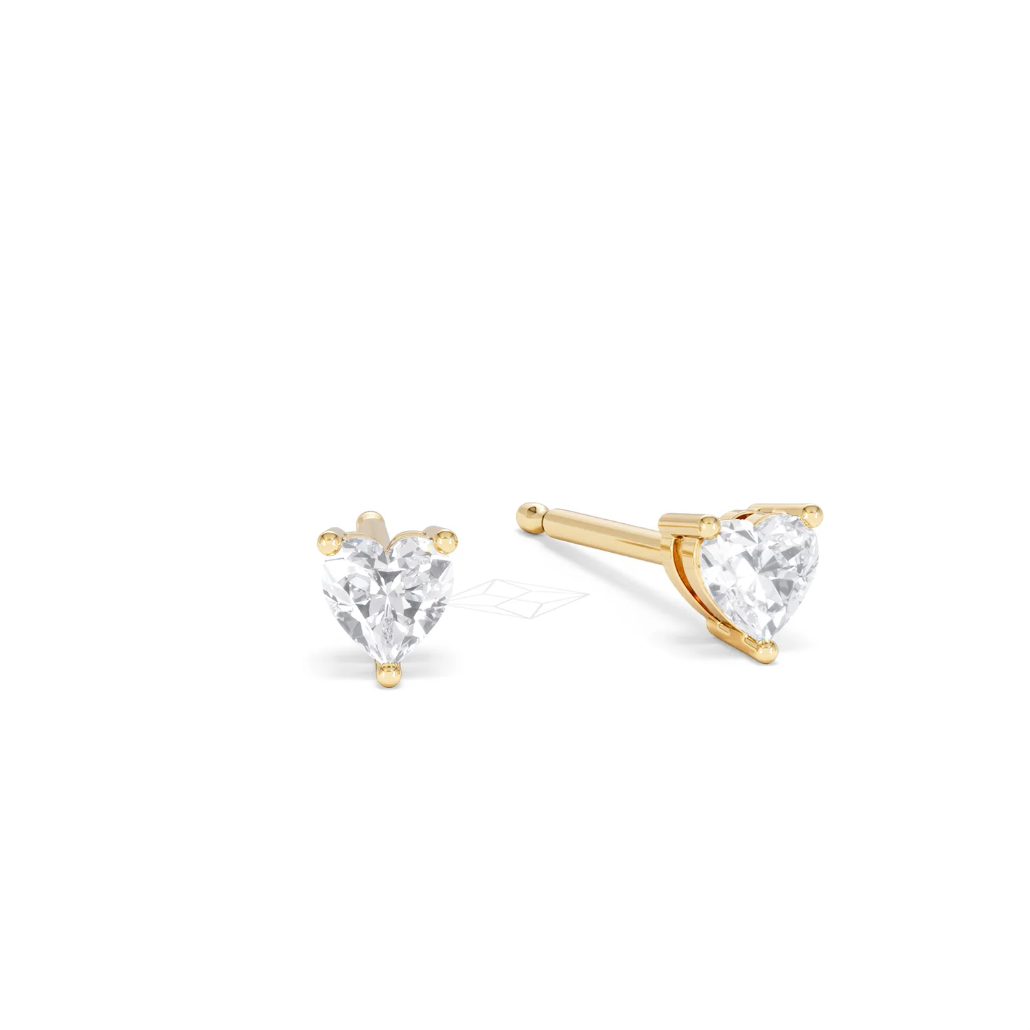 Naomi Heart Cut Lab Diamond Stud Earrings 0.30ct H/SI in 18k Gold Vermeil - Image 13