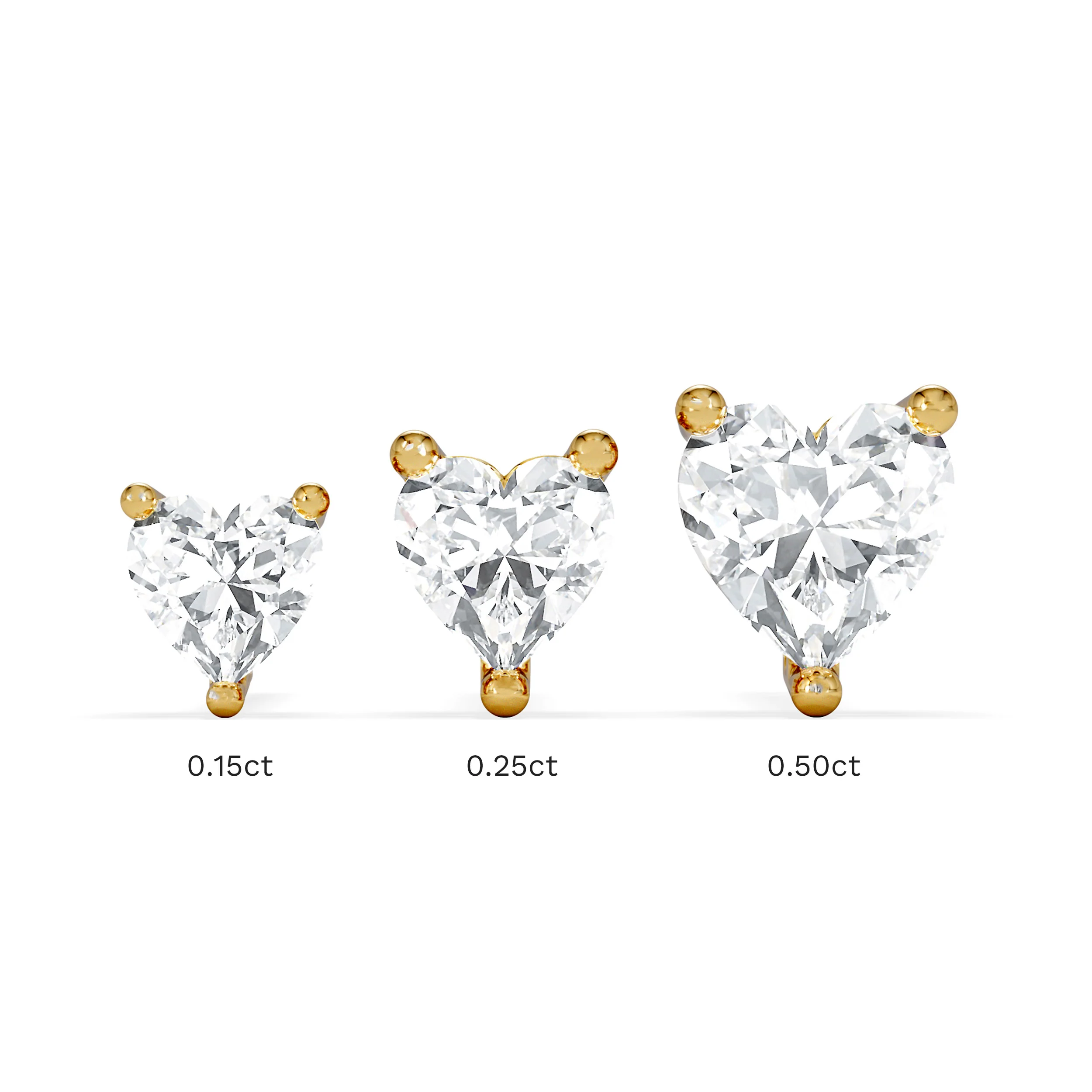 Naomi Heart Cut Lab Diamond Stud Earrings 0.30ct H/SI in 18k Gold Vermeil - Image 7