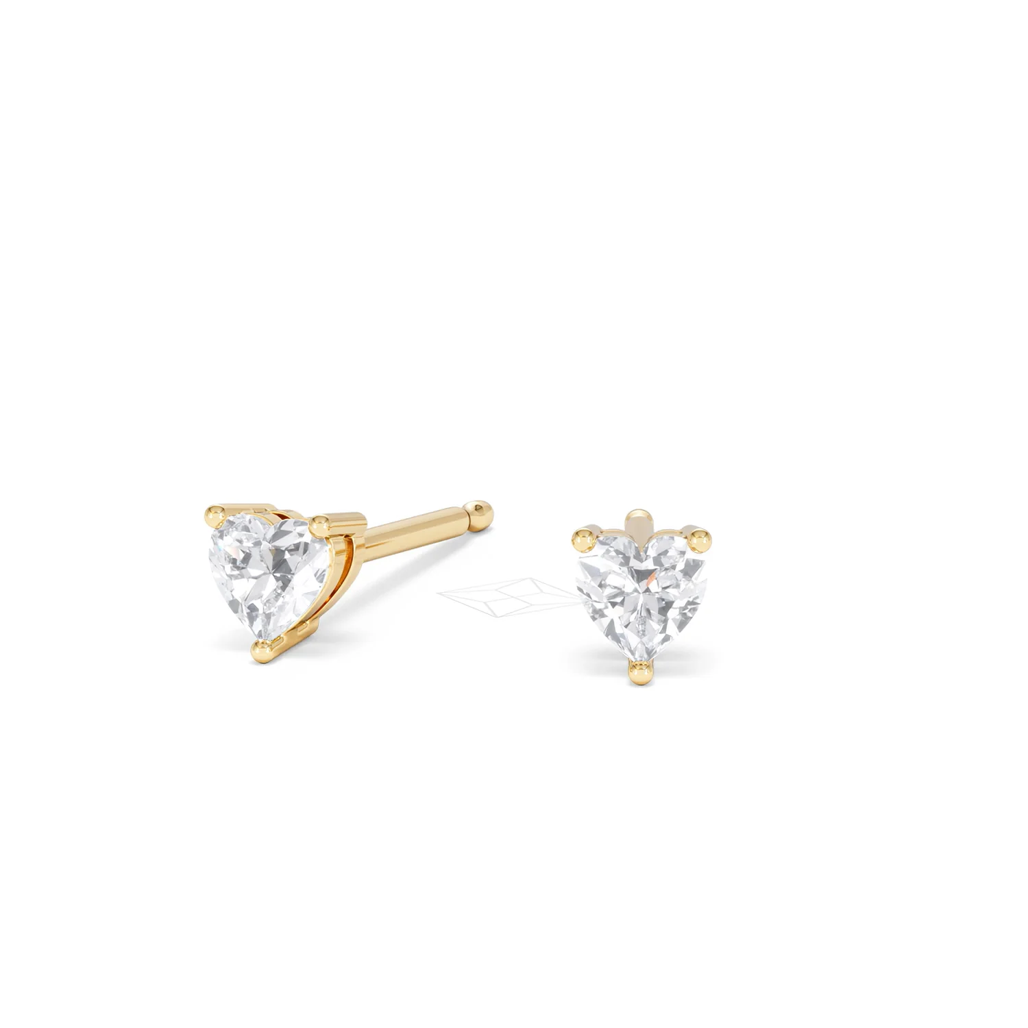 Naomi Heart Cut Lab Diamond Stud Earrings 0.30ct H/SI in 18k Gold Vermeil - Image 87