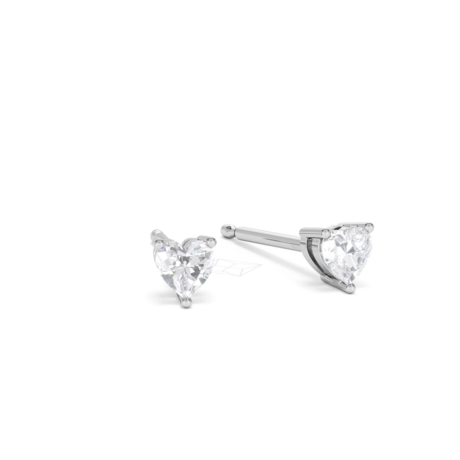 Naomi Heart Cut Lab Diamond Stud Earrings 0.30ct H/SI in 925 Silver - Image 14
