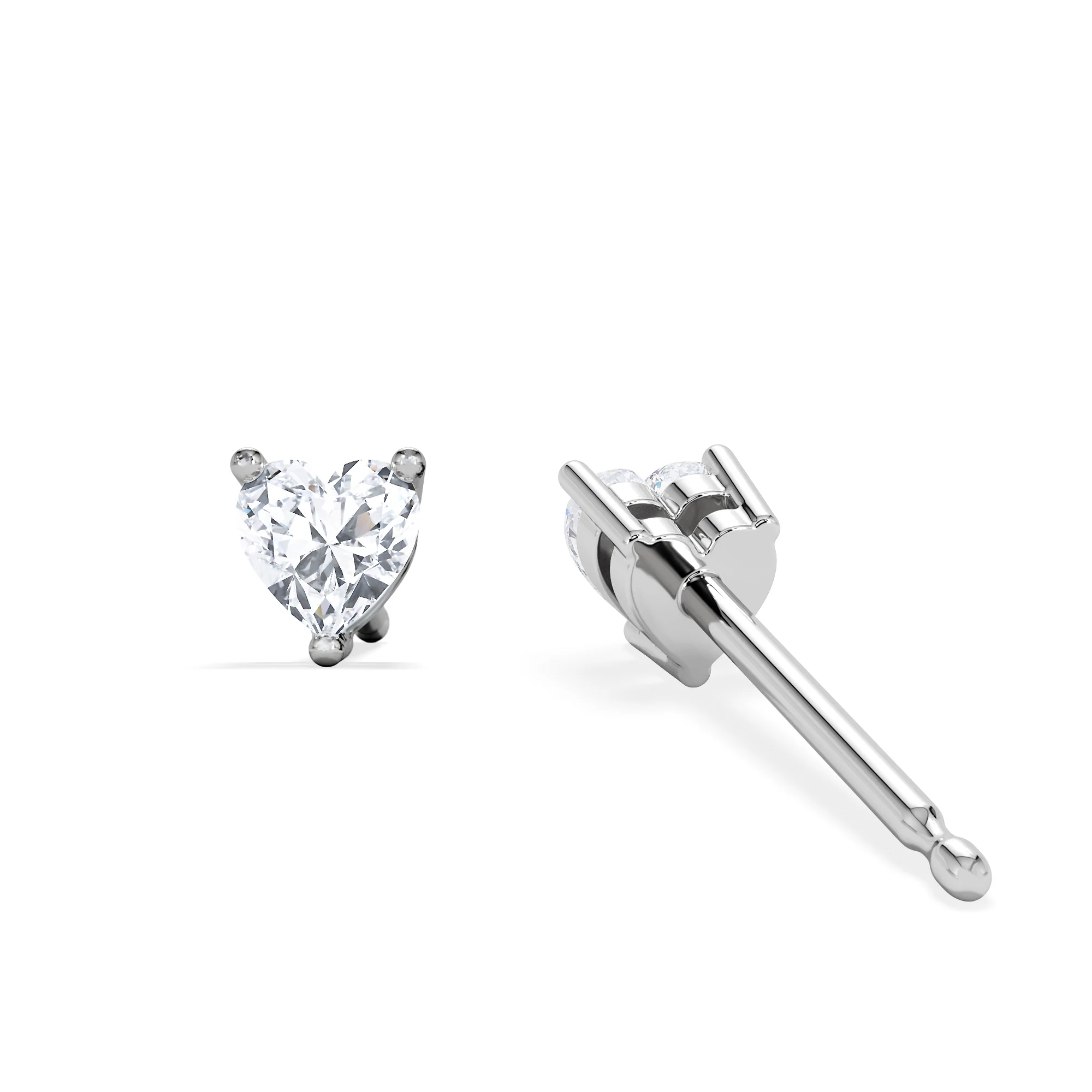 Naomi Heart Cut Lab Diamond Stud Earrings 0.30ct H/SI in 925 Silver - Image 5