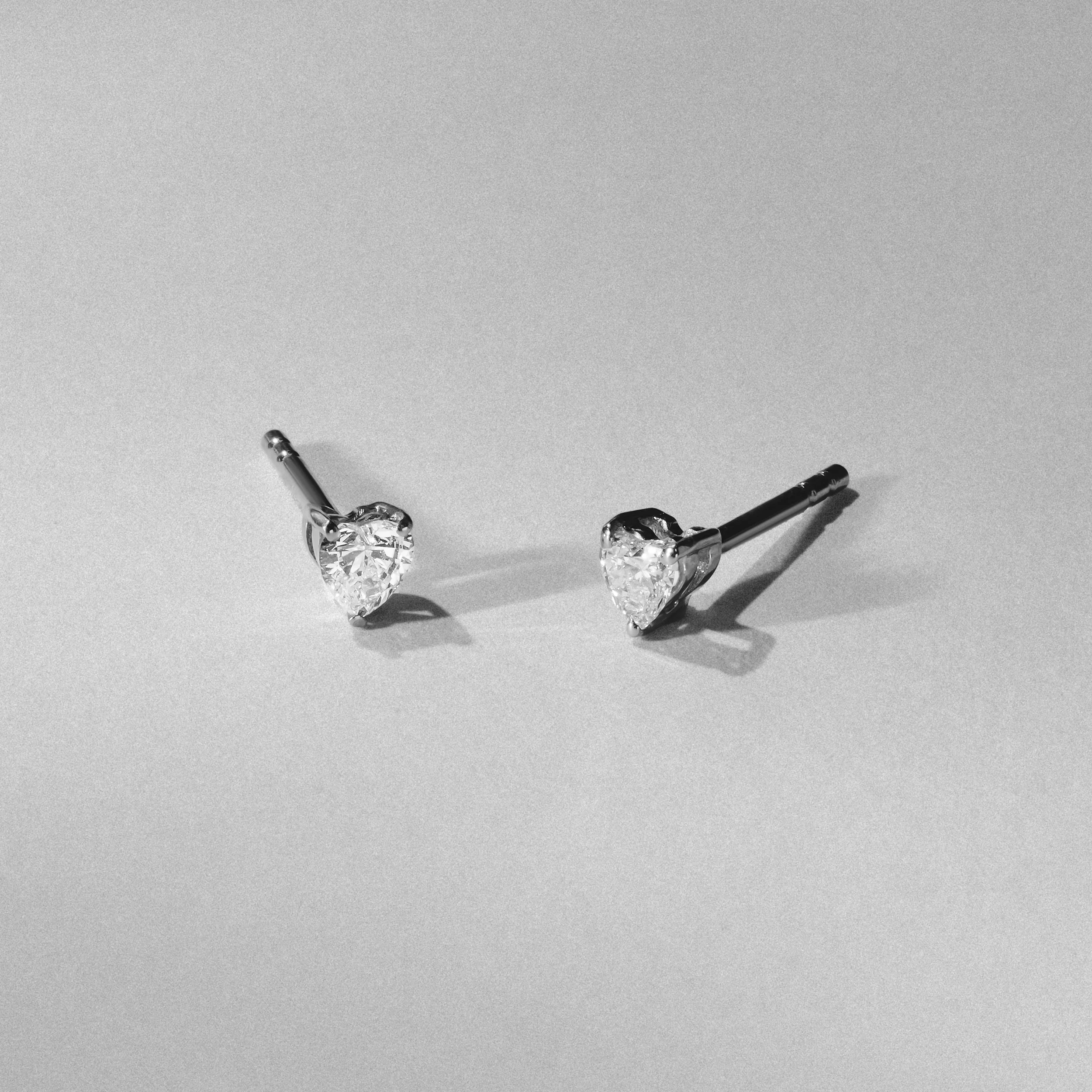 Naomi Heart Cut Lab Diamond Stud Earrings 0.30ct H/SI in 925 Silver - Image 8