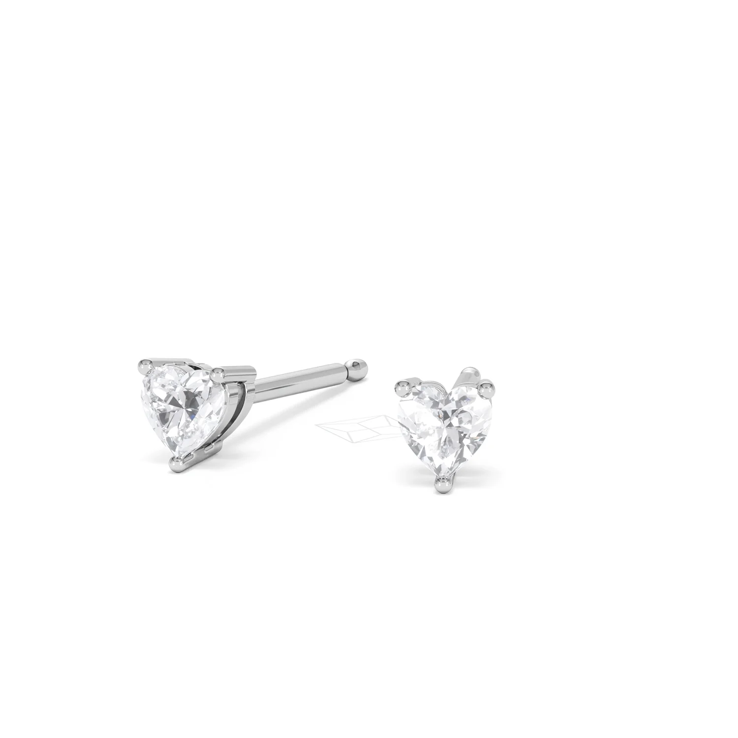 Naomi Heart Cut Lab Diamond Stud Earrings 0.30ct H/SI in 925 Silver - Image 86