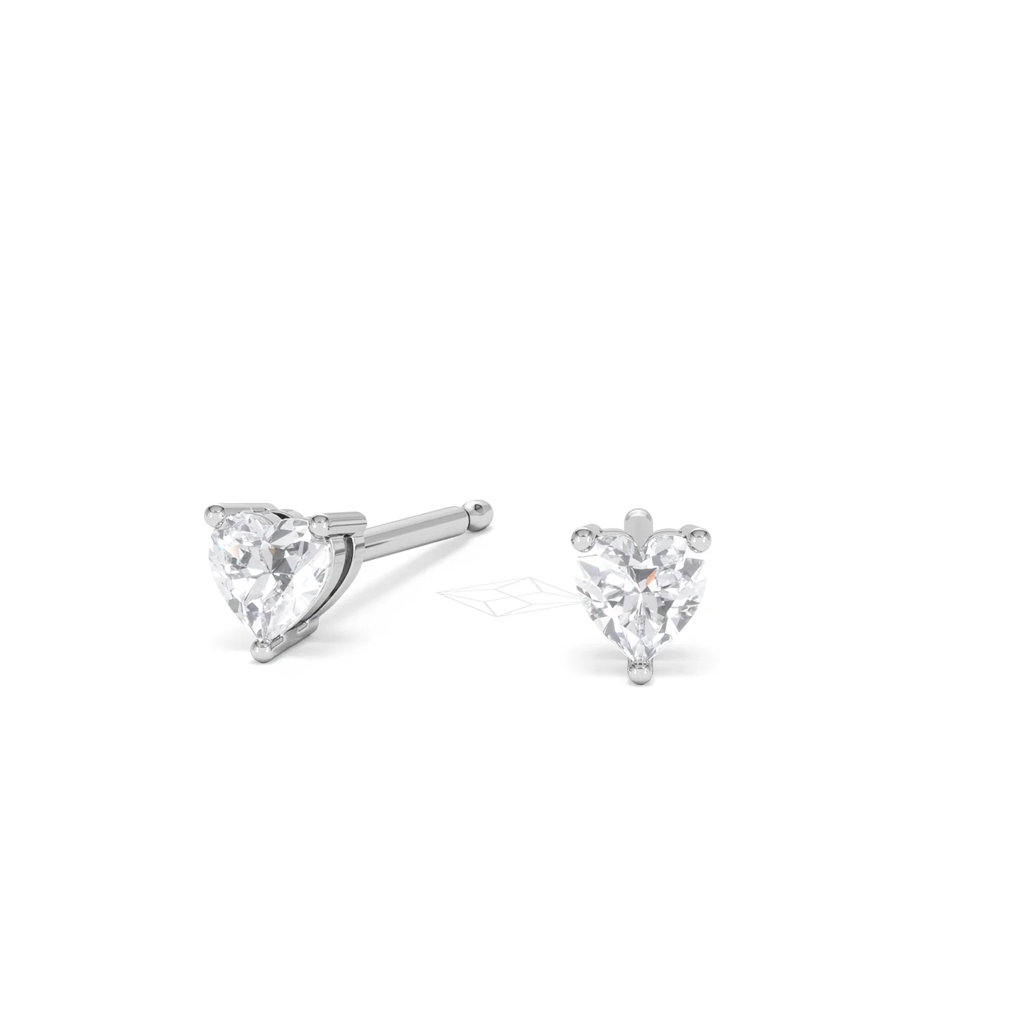 Naomi Heart Cut Lab Diamond Stud Earrings 0.30ct H/SI in 925 Silver - Image 87