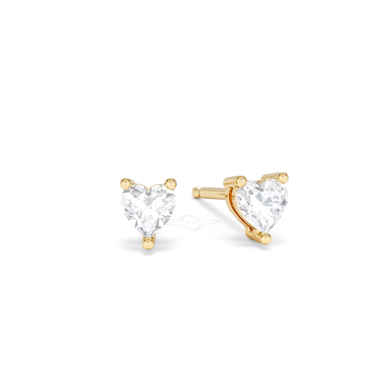 Naomi Heart Cut Lab Diamond Stud Earrings 0.50ct H/SI in 9K Gold - Image 12