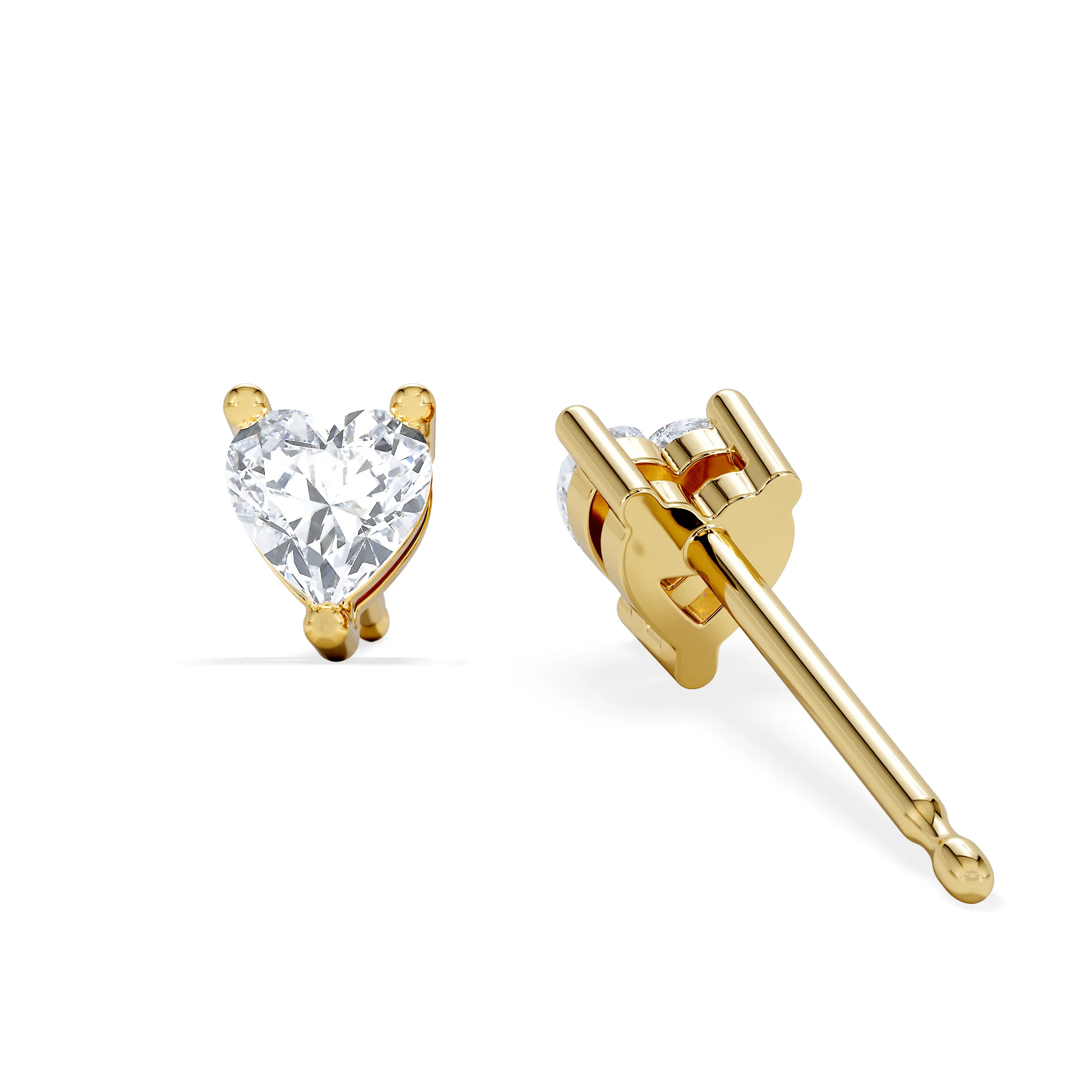 Naomi Heart Cut Lab Diamond Stud Earrings 0.50ct H/SI in 9K Gold - Image 5