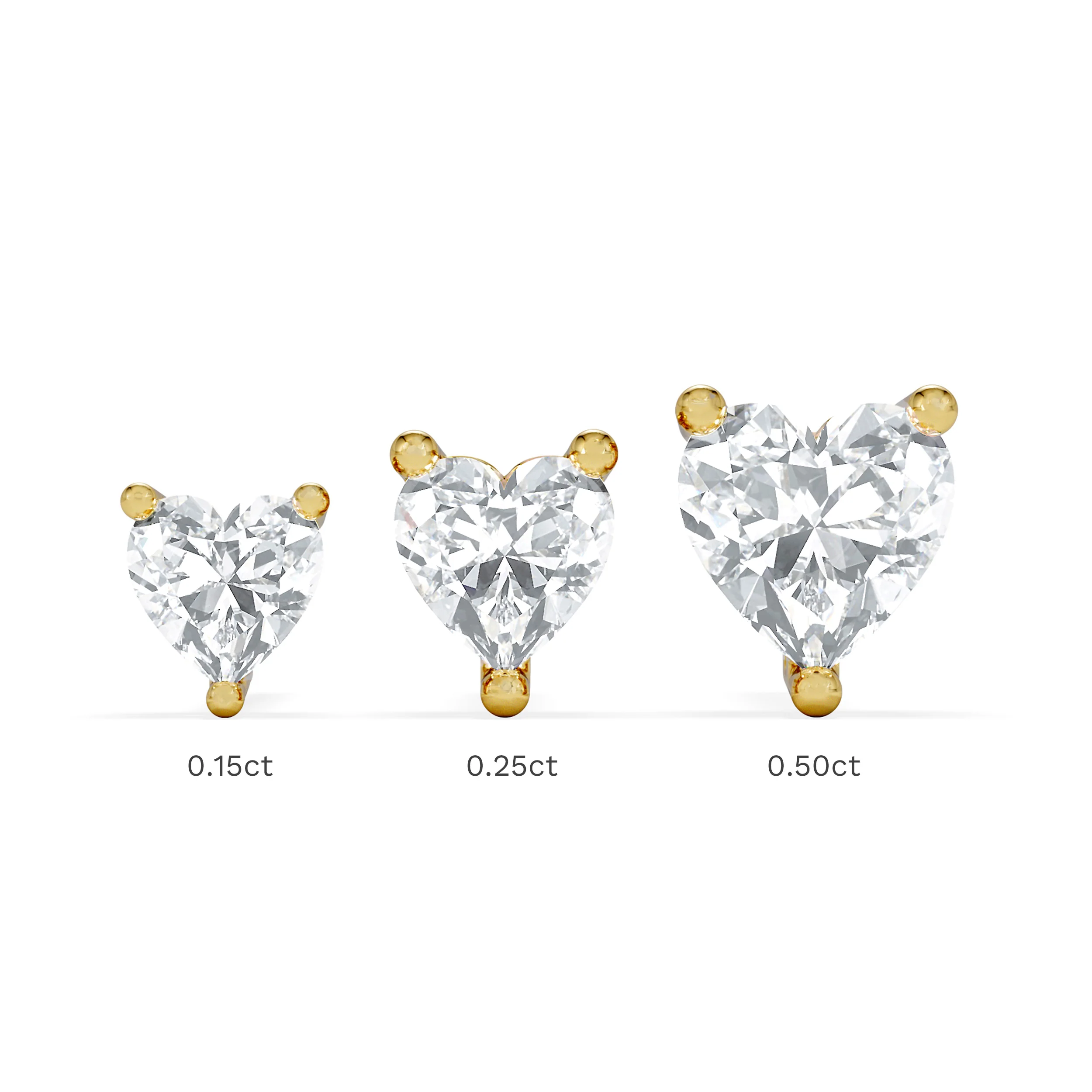 Naomi Heart Cut Lab Diamond Stud Earrings 0.50ct H/SI in 9K Gold - Image 7