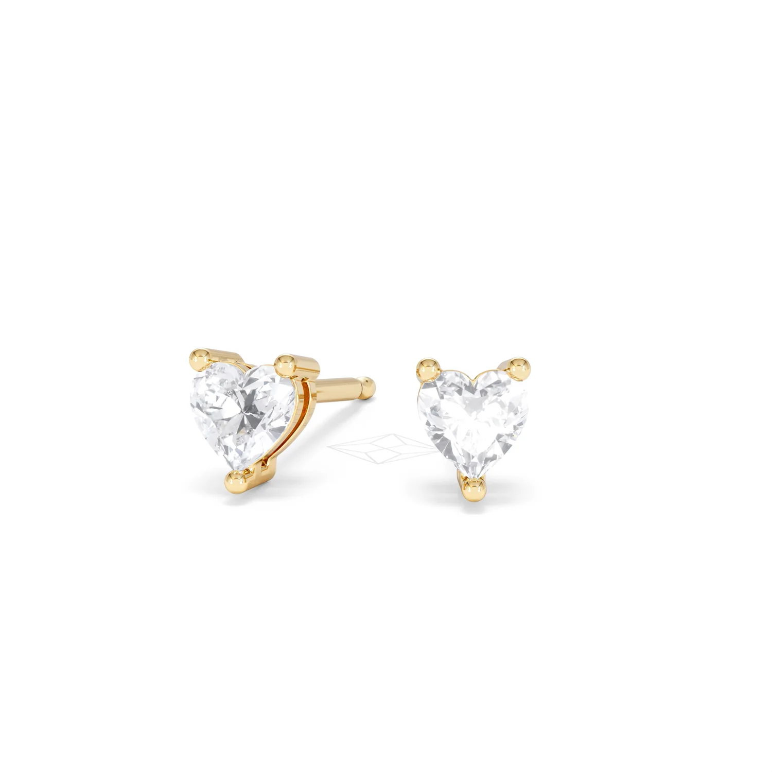 Naomi Heart Cut Lab Diamond Stud Earrings 0.50ct H/SI in 9K Gold - Image 88