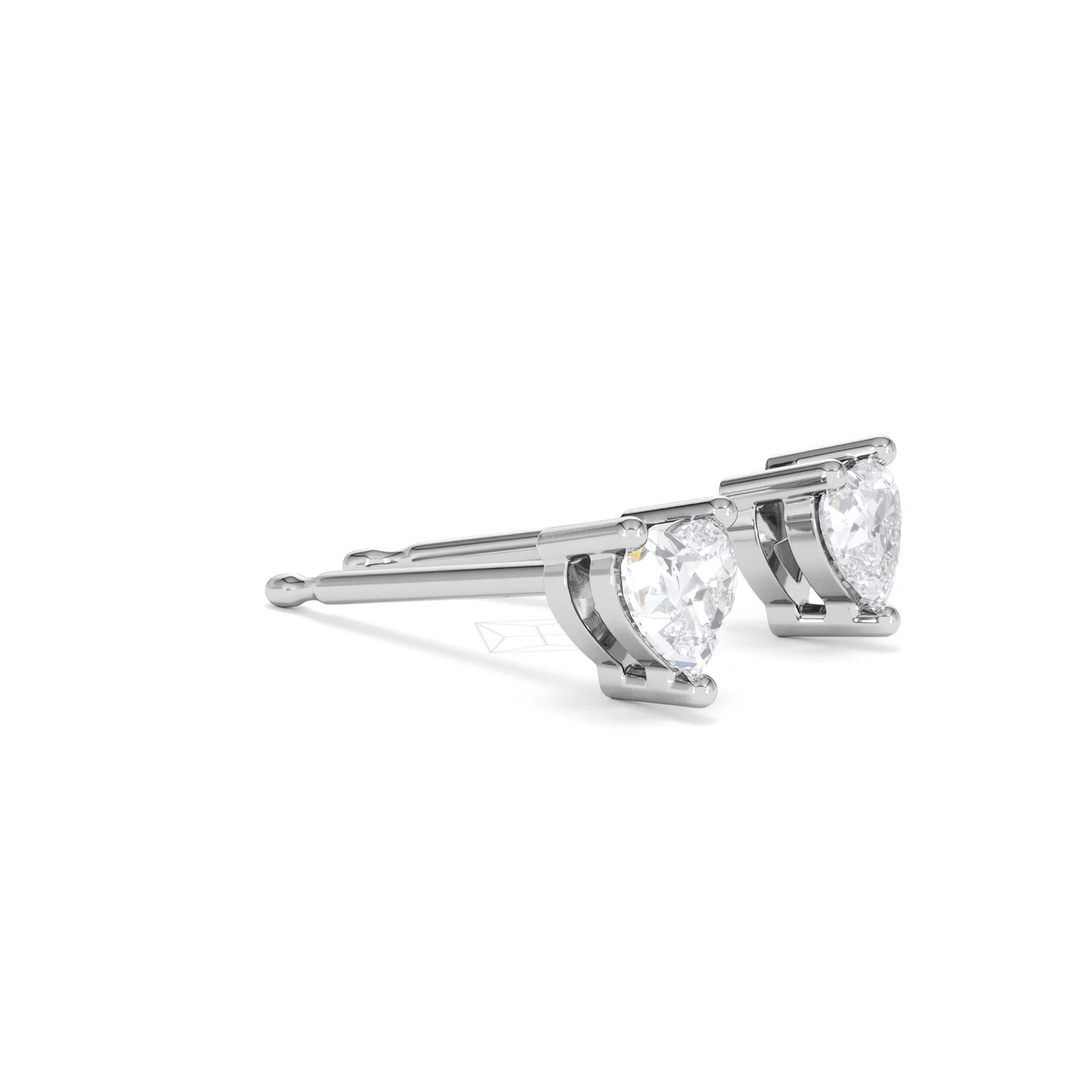 Naomi Heart Cut Lab Diamond Stud Earrings 0.50ct H/SI in 9K White Gold - Image 22