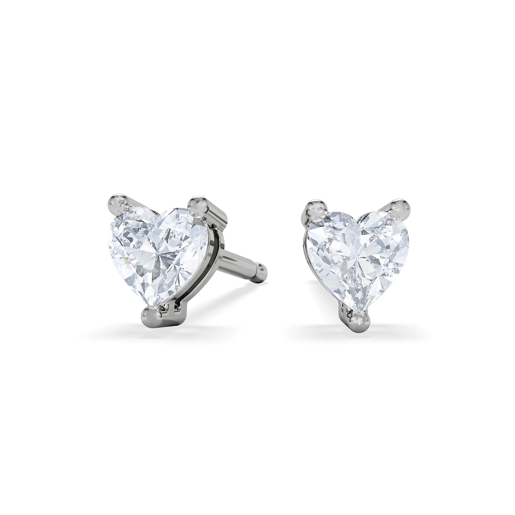 Naomi Heart Cut Lab Diamond Stud Earrings 0.50ct H/SI in 9K White Gold - Image 3