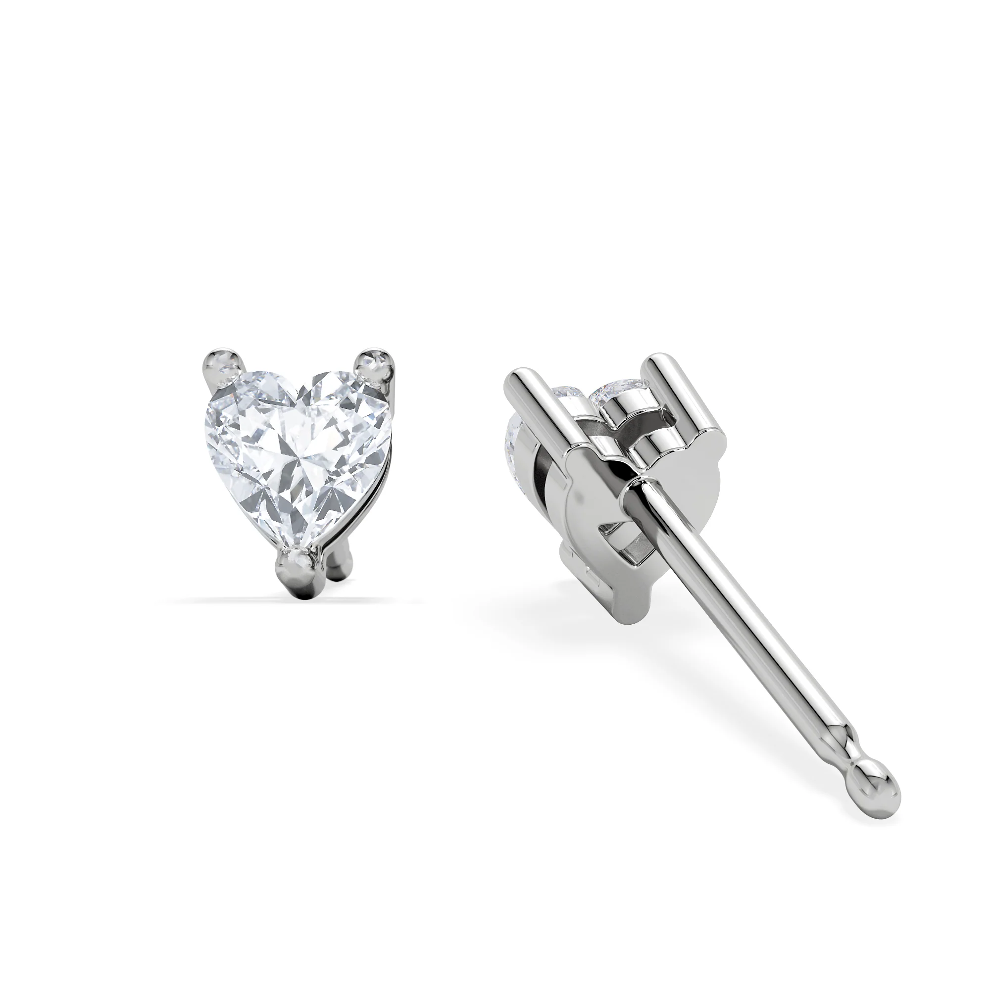 Naomi Heart Cut Lab Diamond Stud Earrings 0.50ct H/SI in 9K White Gold - Image 5