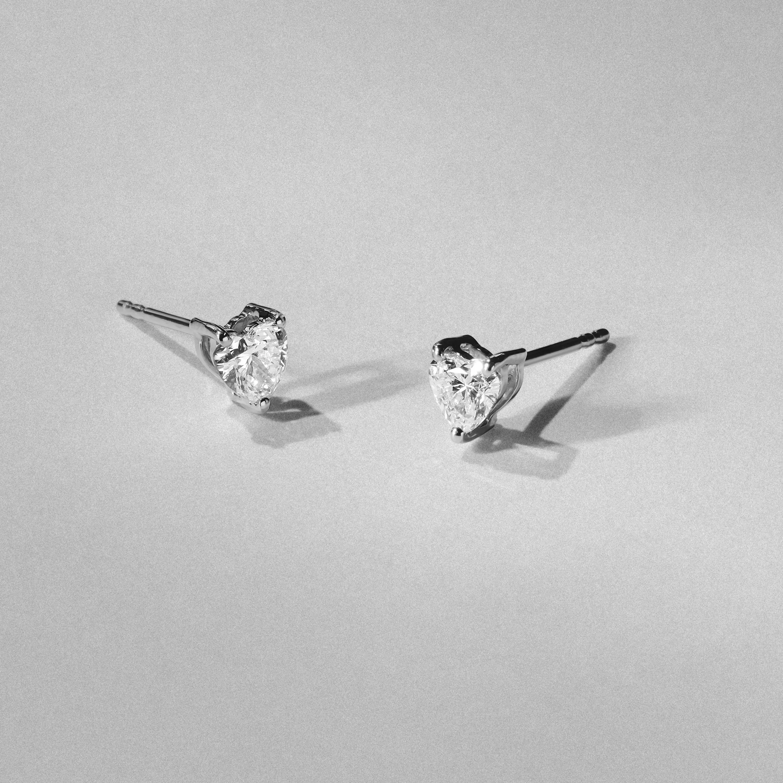 Naomi Heart Cut Lab Diamond Stud Earrings 0.50ct H/SI in 9K White Gold - Image 8