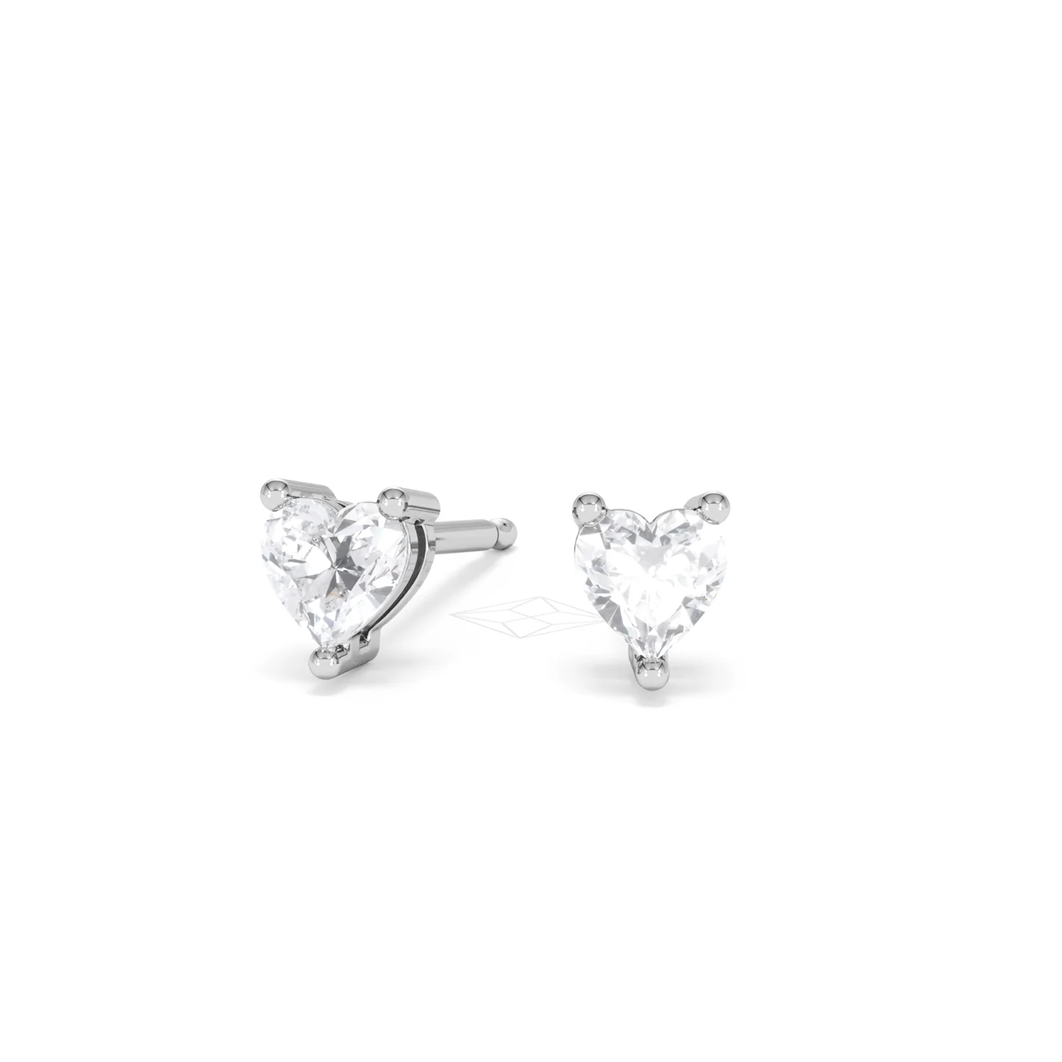 Naomi Heart Cut Lab Diamond Stud Earrings 0.50ct H/SI in 9K White Gold - Image 88