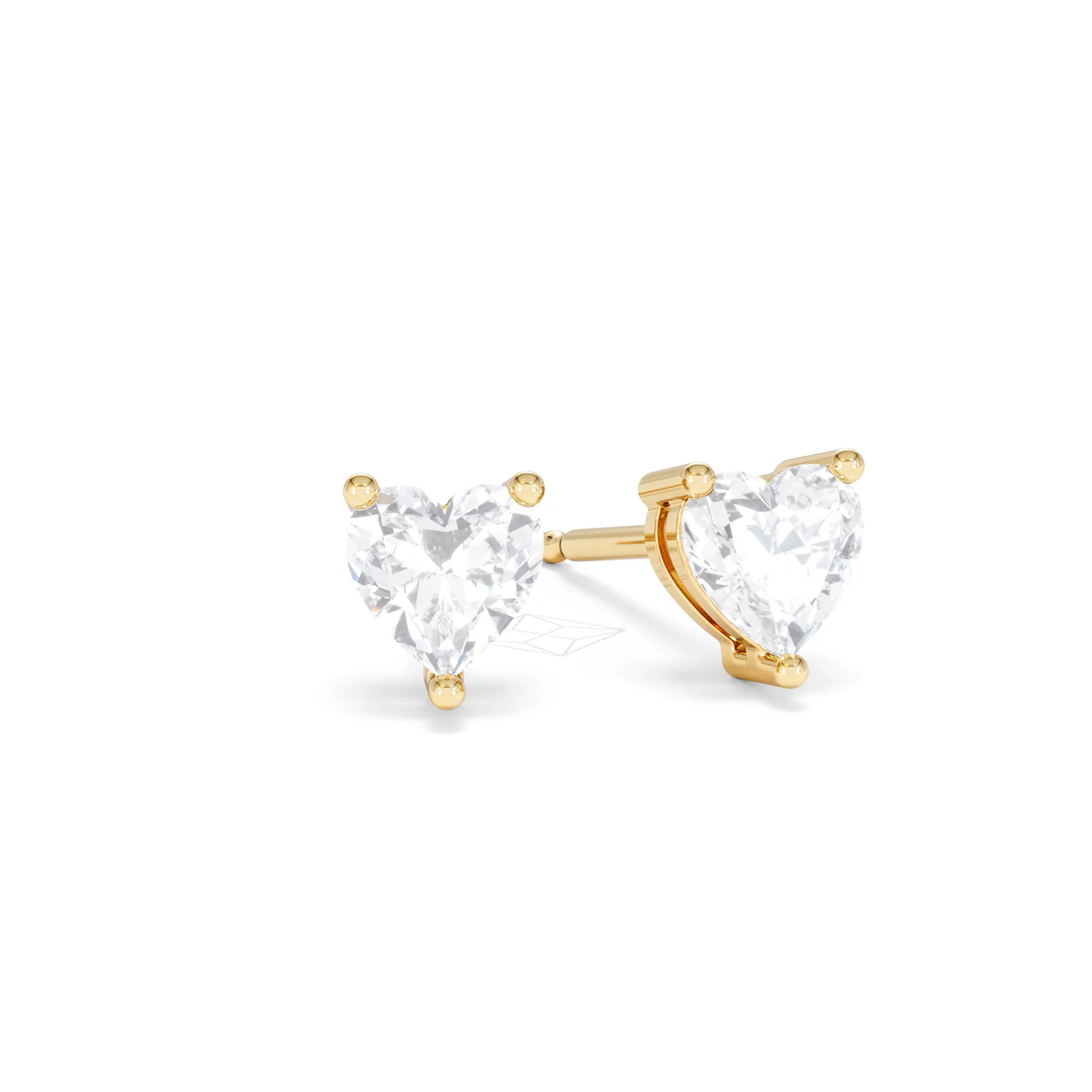 Naomi Heart Cut Lab Diamond Stud Earrings 1.00ct H/SI in 9K Gold - Image 13