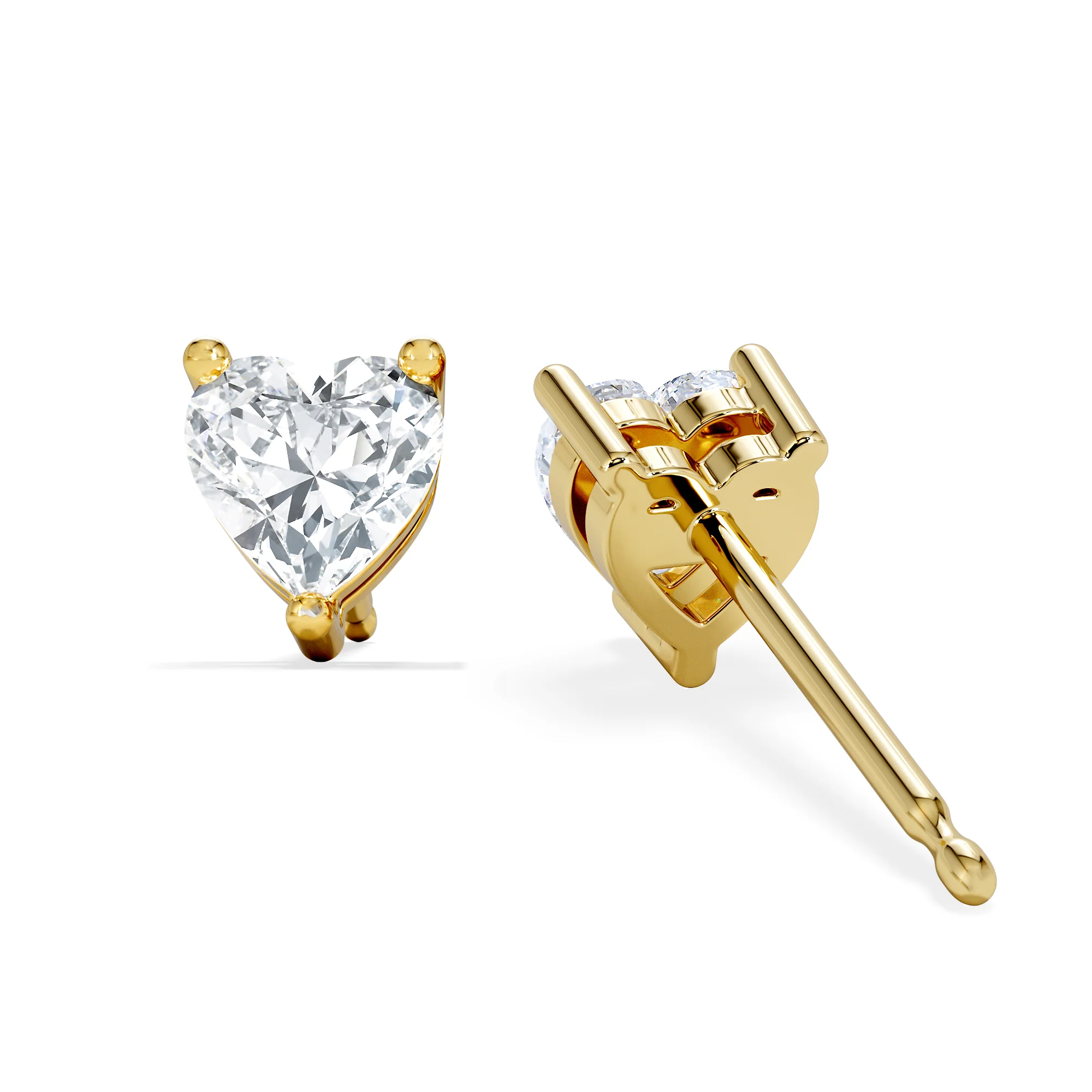 Naomi Heart Cut Lab Diamond Stud Earrings 1.00ct H/SI in 9K Gold - Image 5