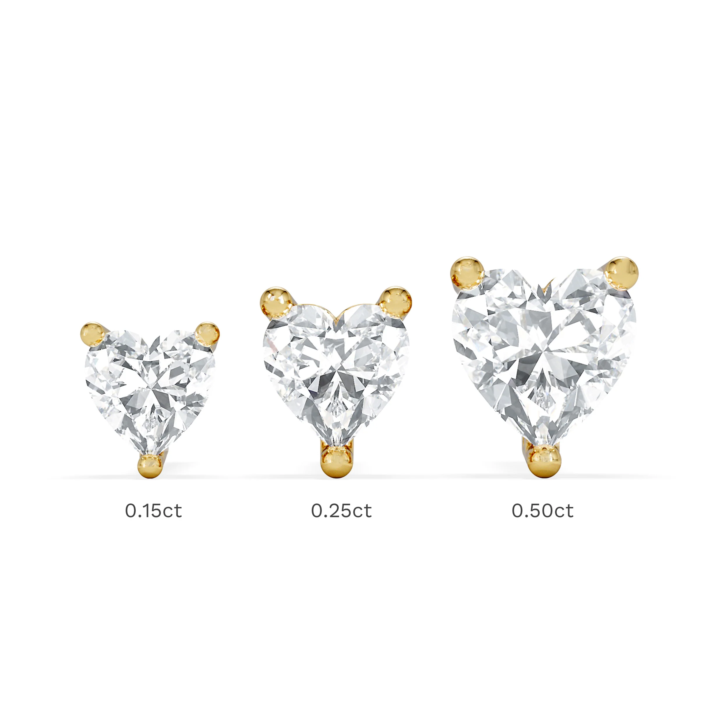 Naomi Heart Cut Lab Diamond Stud Earrings 1.00ct H/SI in 9K Gold - Image 7
