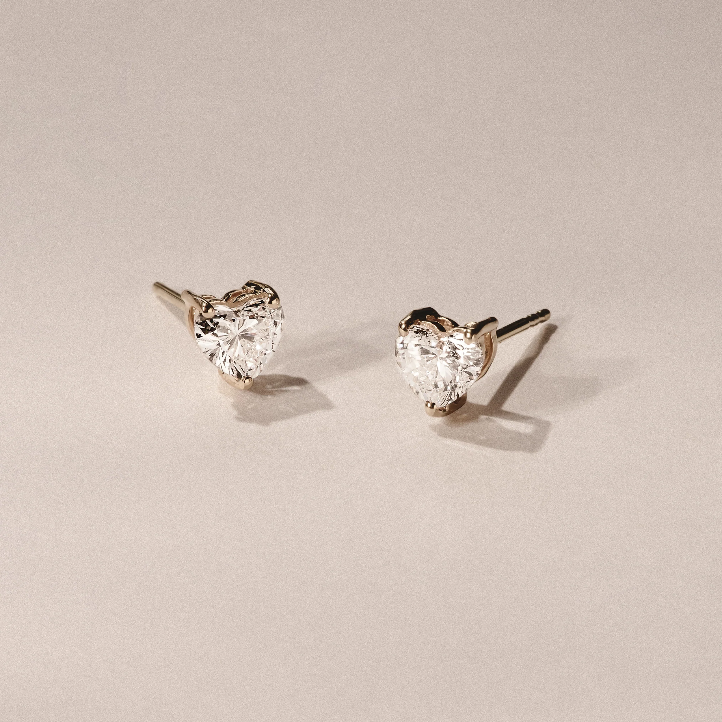 Naomi Heart Cut Lab Diamond Stud Earrings 1.00ct H/SI in 9K Gold - Image 8
