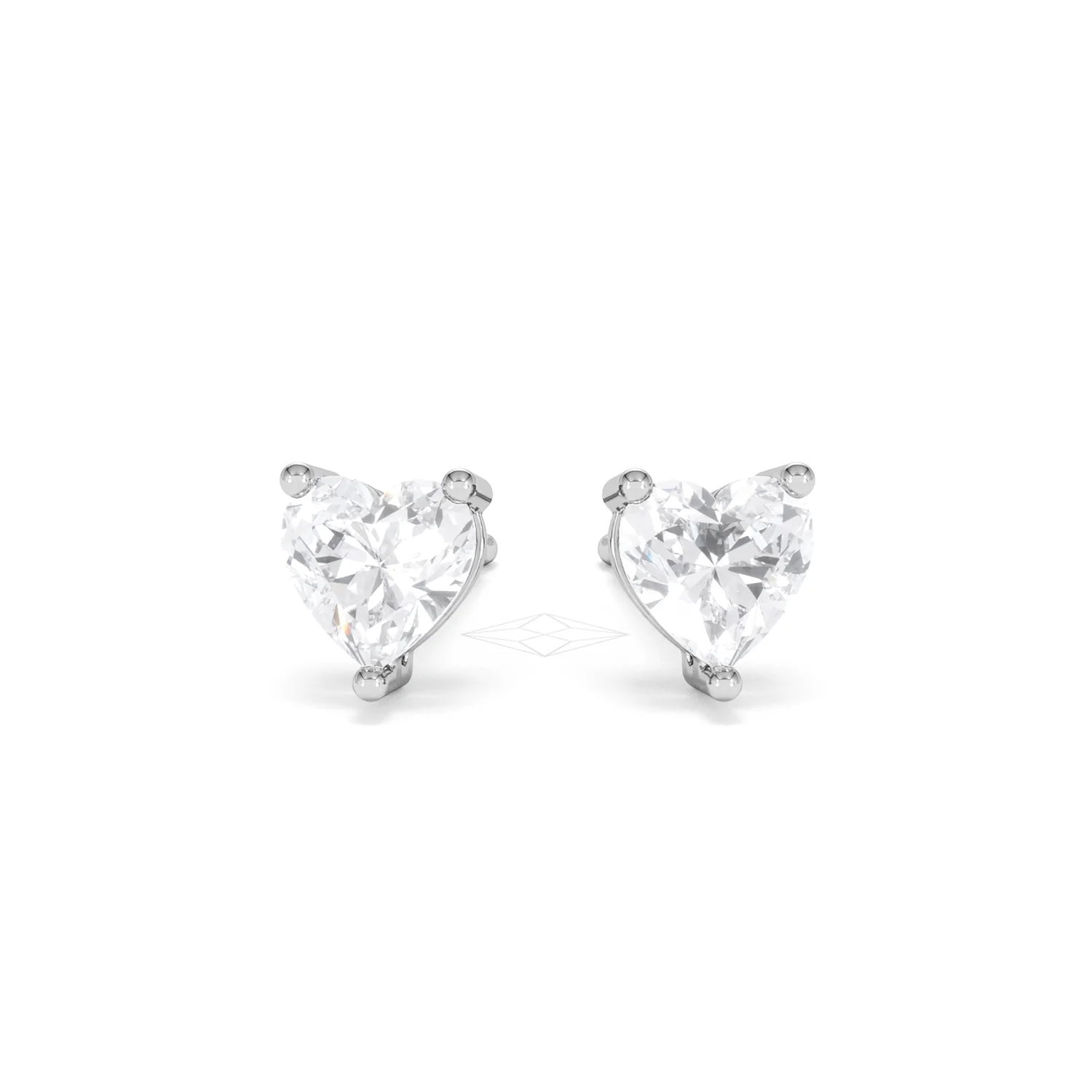 Naomi Heart Cut Lab Diamond Stud Earrings 1.00ct H/SI in 9K White Gold - Image 10