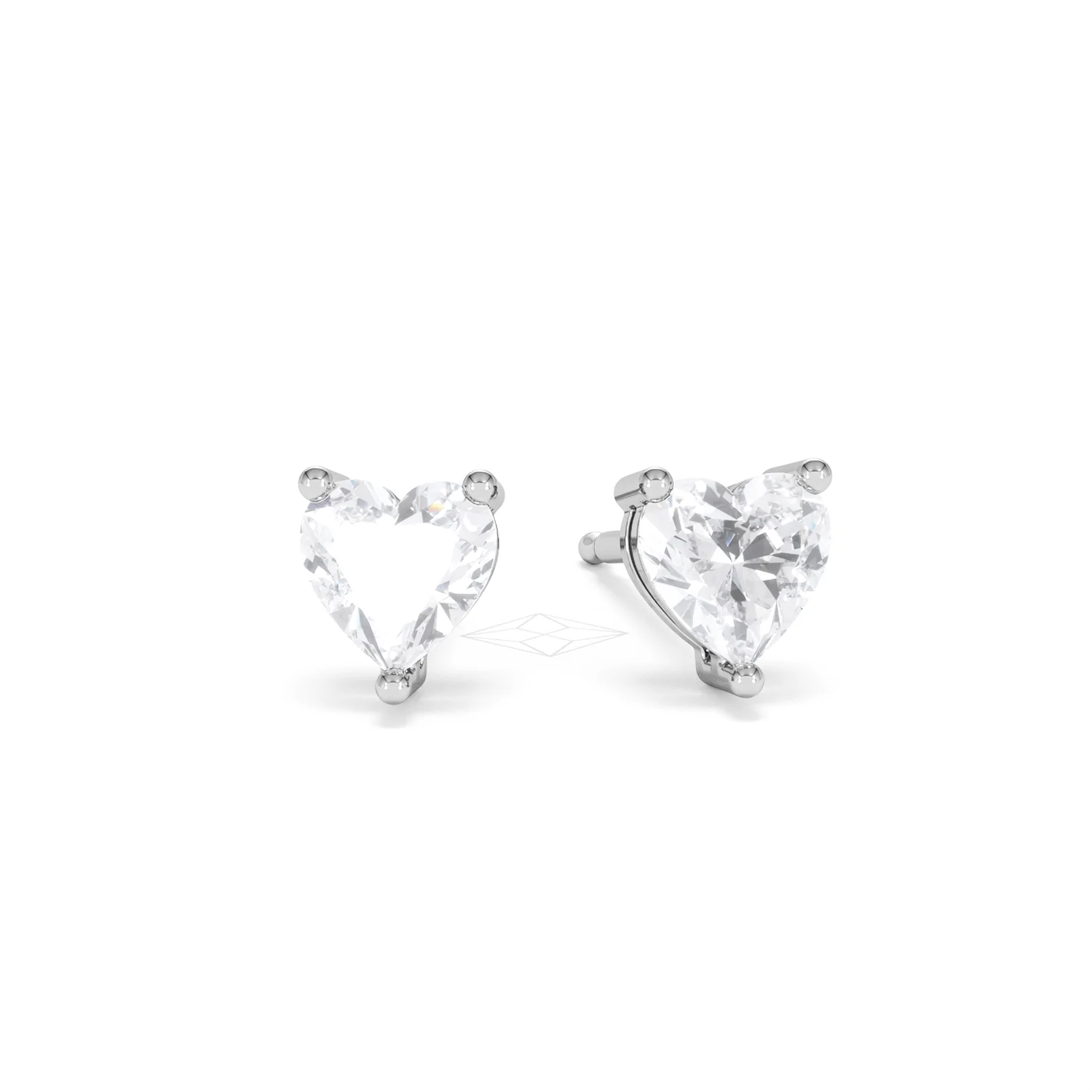 Naomi Heart Cut Lab Diamond Stud Earrings 1.00ct H/SI in 9K White Gold - Image 11