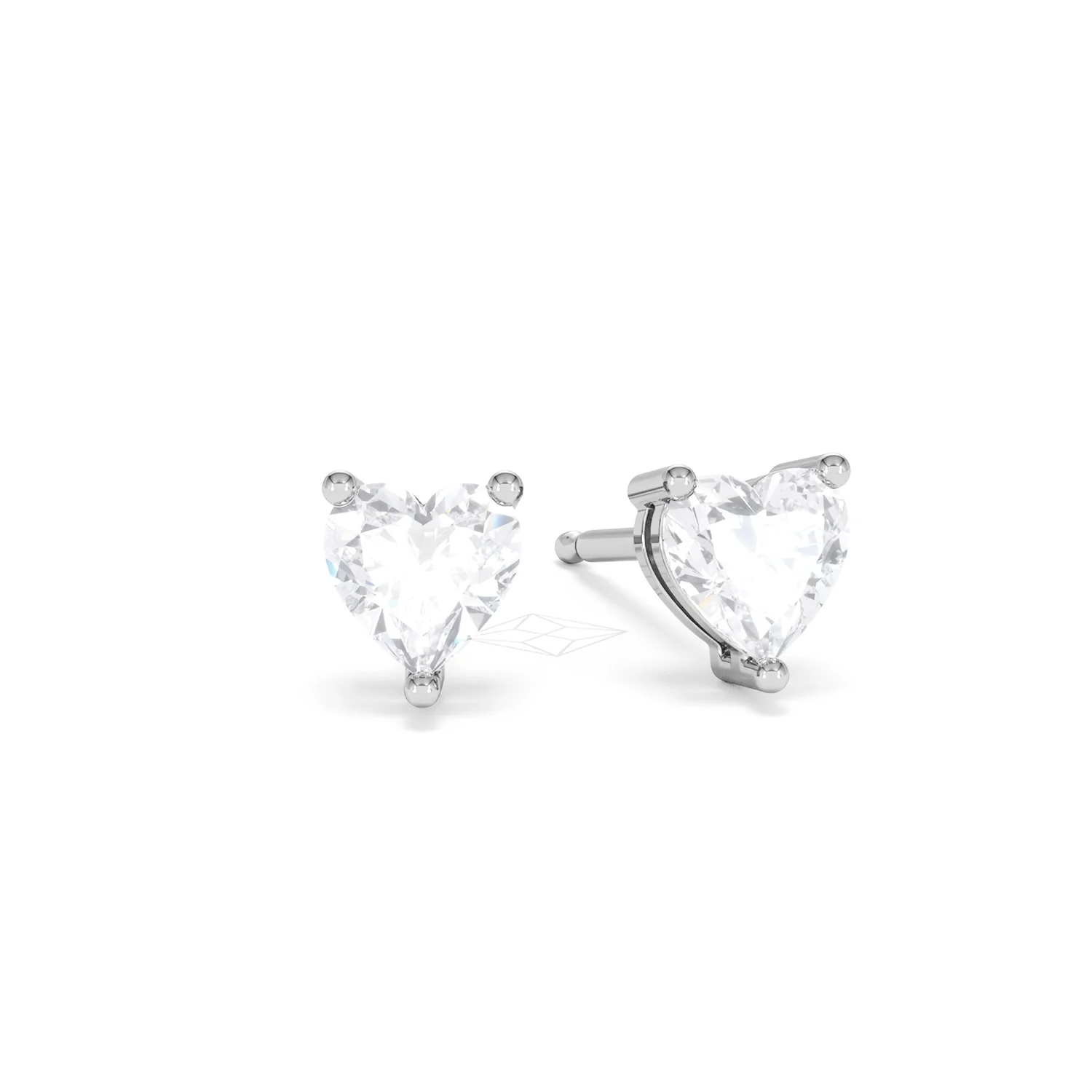 Naomi Heart Cut Lab Diamond Stud Earrings 1.00ct H/SI in 9K White Gold - Image 12