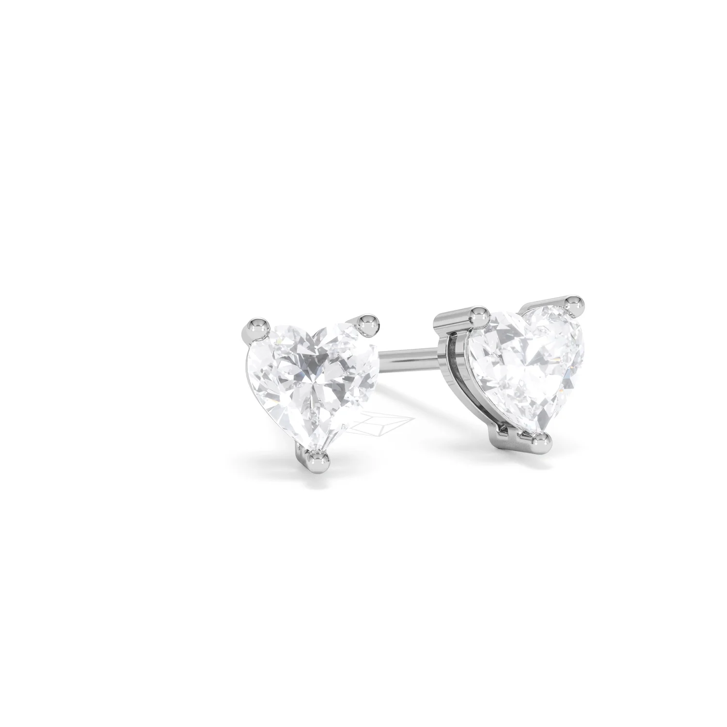 Naomi Heart Cut Lab Diamond Stud Earrings 1.00ct H/SI in 9K White Gold - Image 14