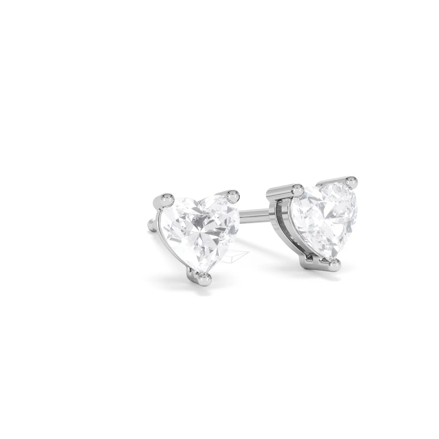 Naomi Heart Cut Lab Diamond Stud Earrings 1.00ct H/SI in 9K White Gold - Image 15