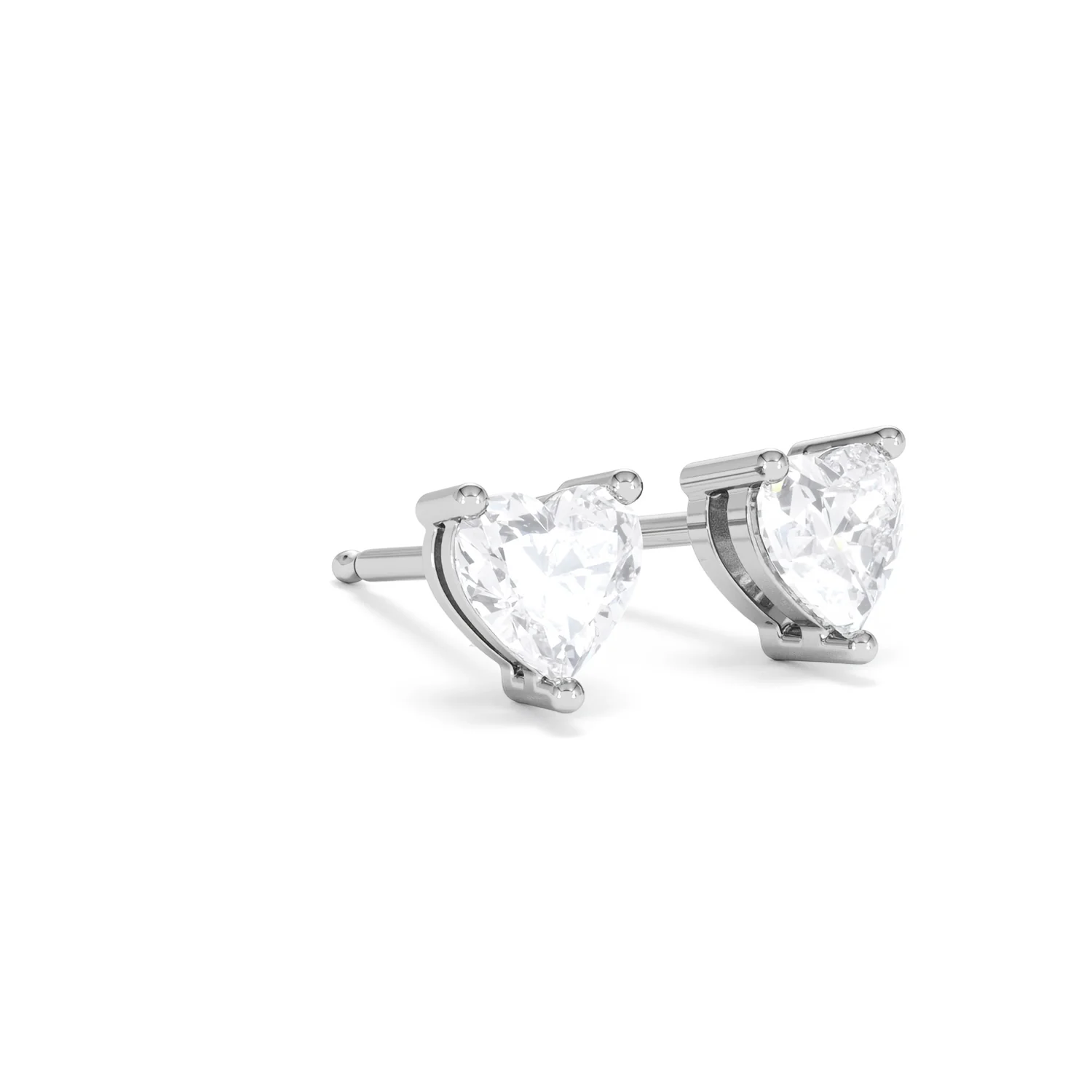 Naomi Heart Cut Lab Diamond Stud Earrings 1.00ct H/SI in 9K White Gold - Image 17