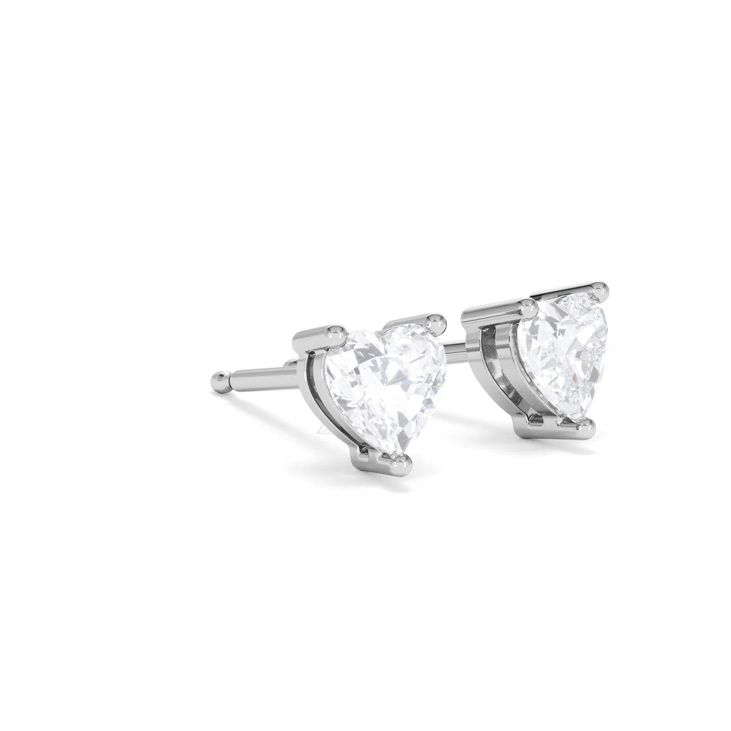 Naomi Heart Cut Lab Diamond Stud Earrings 1.00ct H/SI in 9K White Gold - Image 18