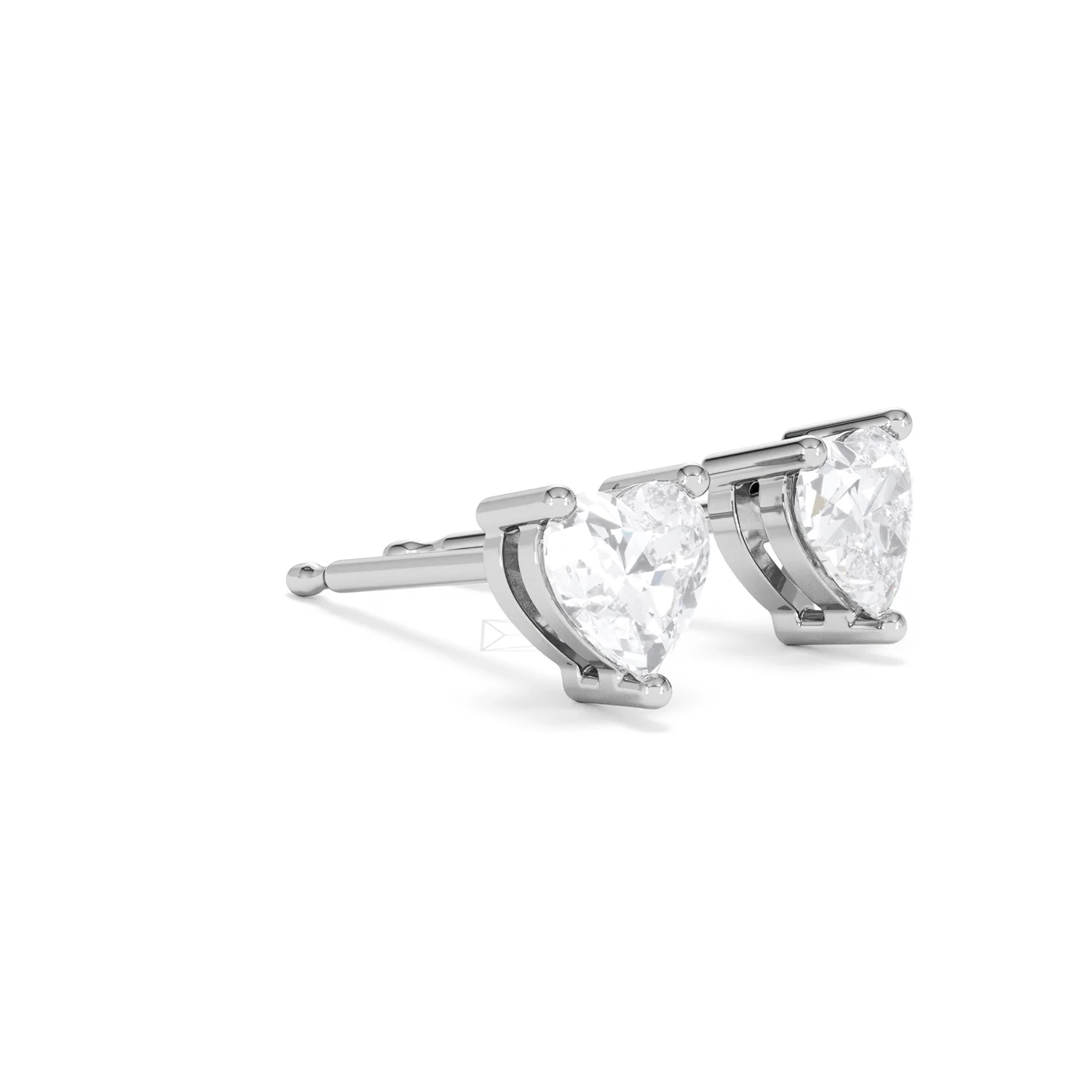 Naomi Heart Cut Lab Diamond Stud Earrings 1.00ct H/SI in 9K White Gold - Image 20