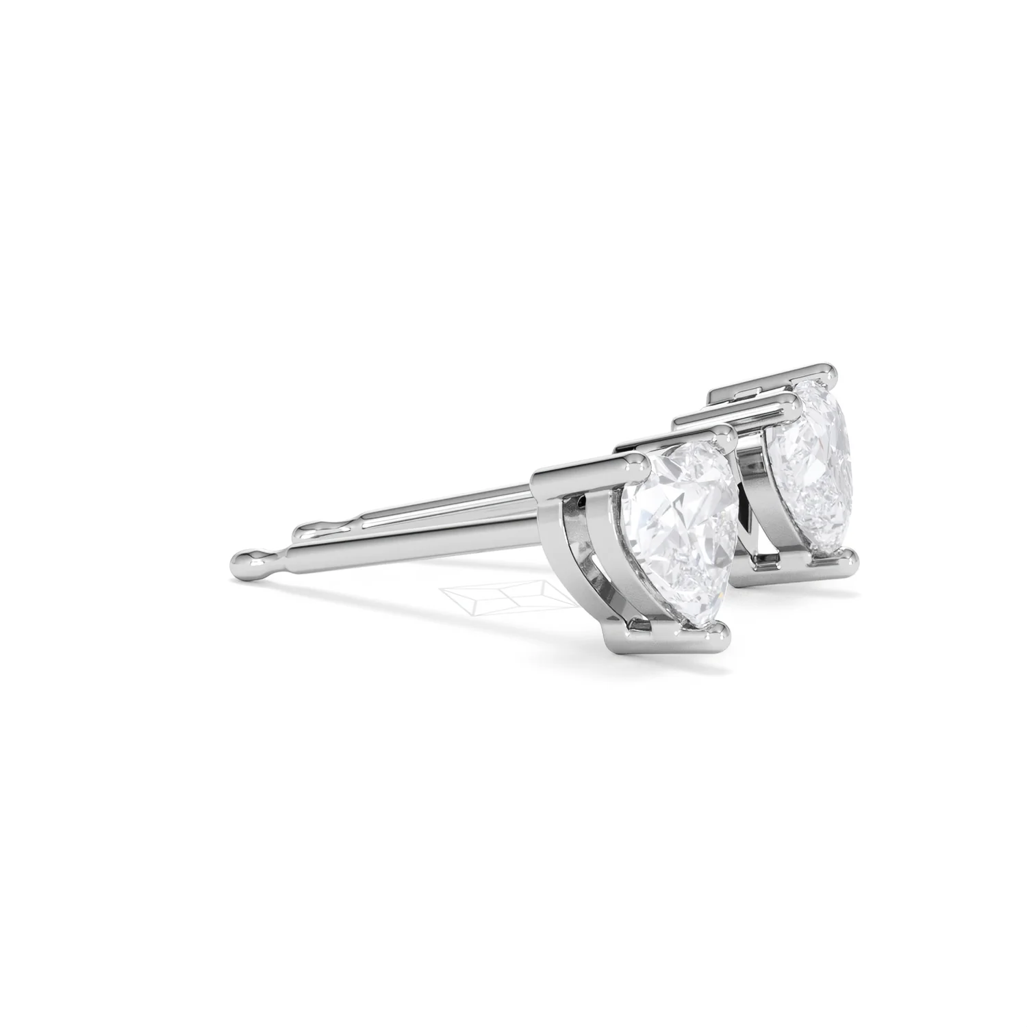 Naomi Heart Cut Lab Diamond Stud Earrings 1.00ct H/SI in 9K White Gold - Image 24