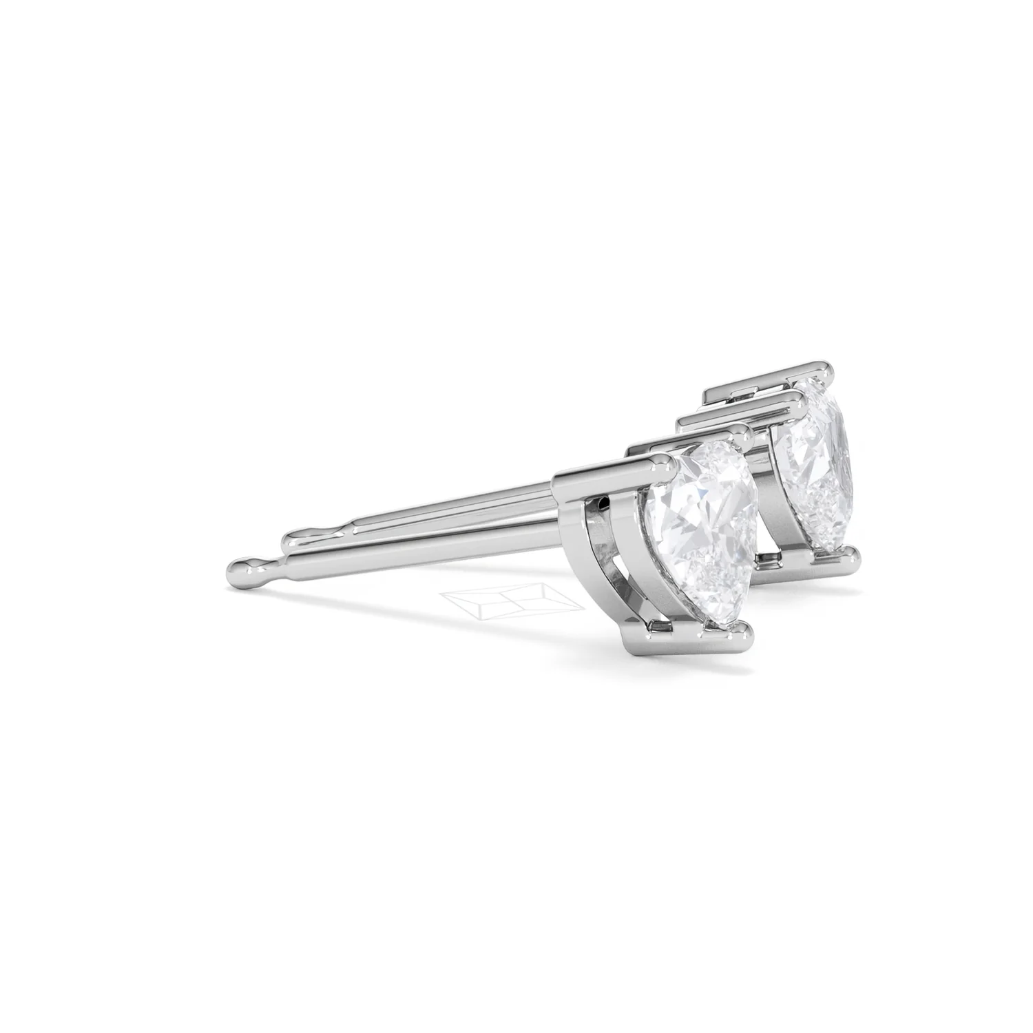 Naomi Heart Cut Lab Diamond Stud Earrings 1.00ct H/SI in 9K White Gold - Image 25