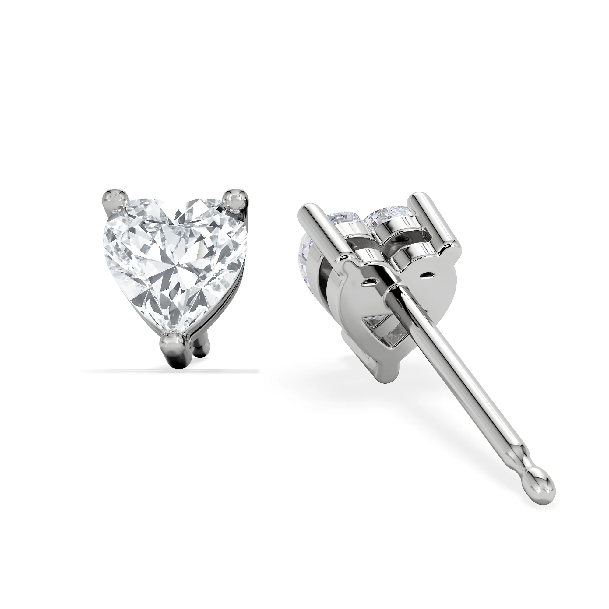 Naomi Heart Cut Lab Diamond Stud Earrings 1.00ct H/SI in 9K White Gold - Image 5
