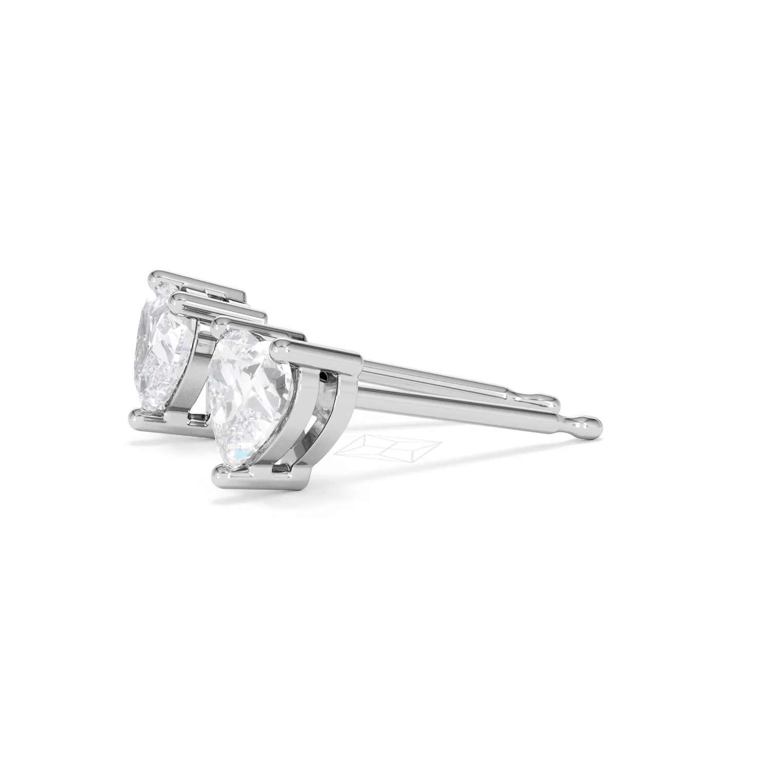 Naomi Heart Cut Lab Diamond Stud Earrings 1.00ct H/SI in 9K White Gold - Image 75