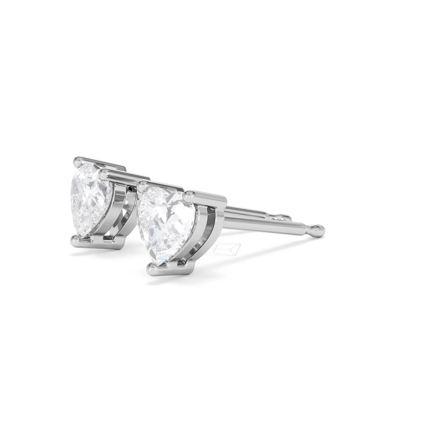 Naomi Heart Cut Lab Diamond Stud Earrings 1.00ct H/SI in 9K White Gold - Image 78