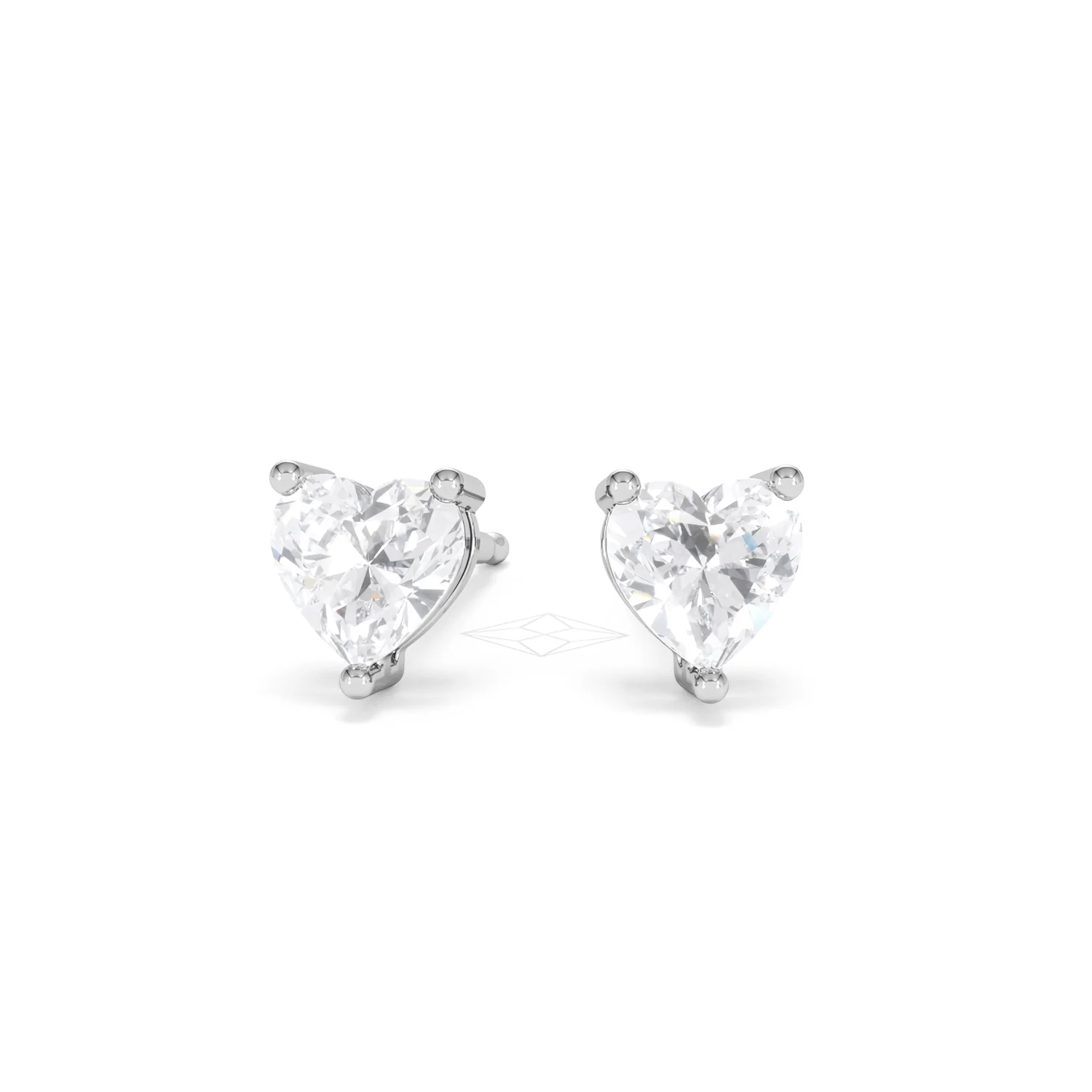 Naomi Heart Cut Lab Diamond Stud Earrings 1.00ct H/SI in 9K White Gold - Image 89