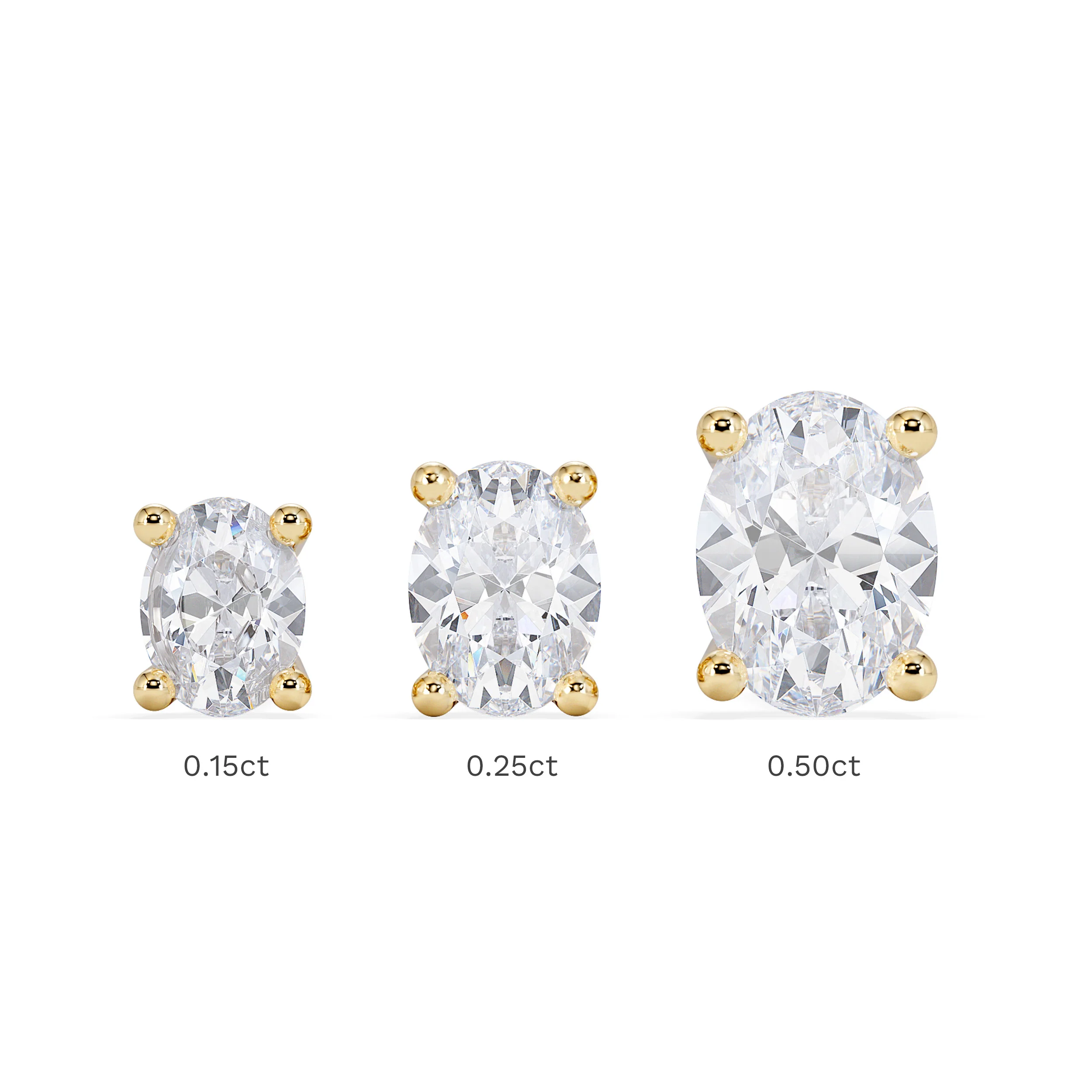Naomi Oval Cut Lab Diamond Stud Earrings 0.30ct H/SI in 18k Gold Vermeil - Image 7