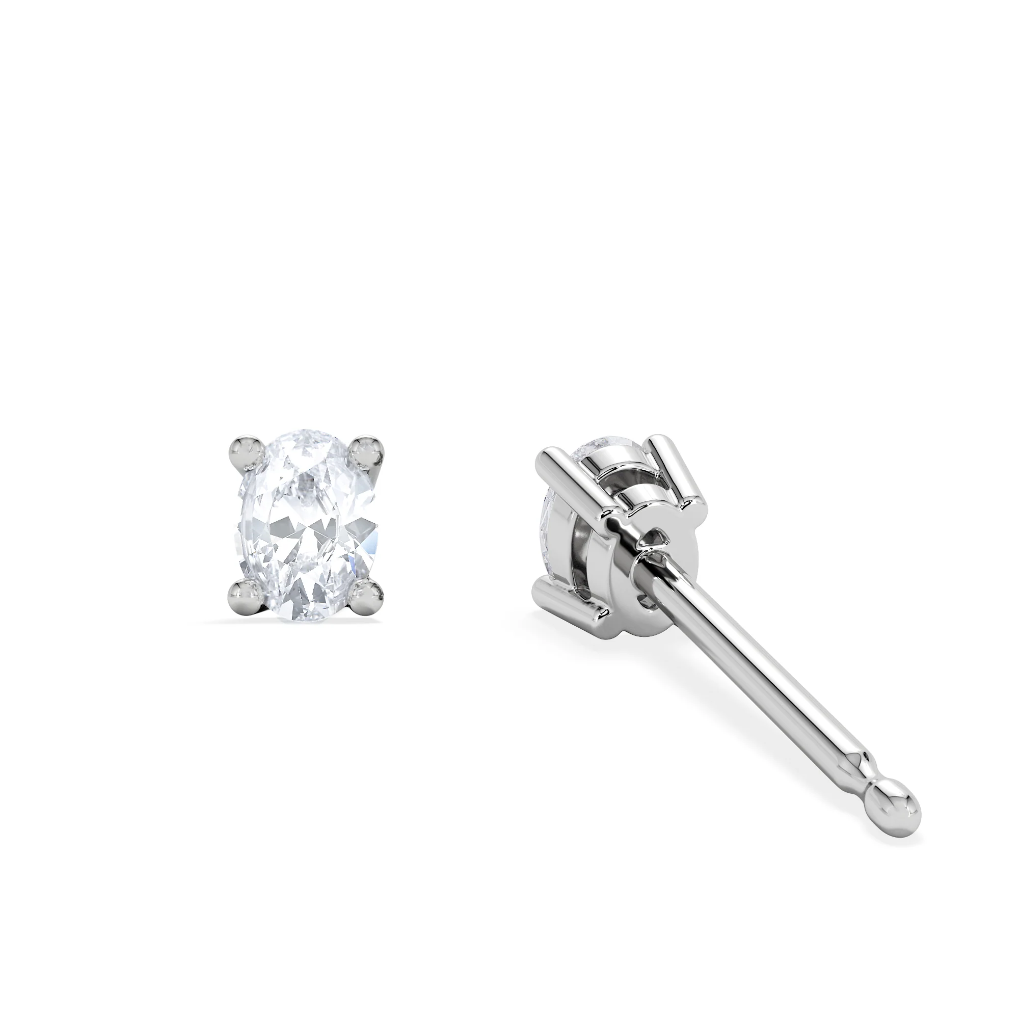 Naomi Oval Cut Lab Diamond Stud Earrings 0.30ct H/SI in 925 Silver - Image 5