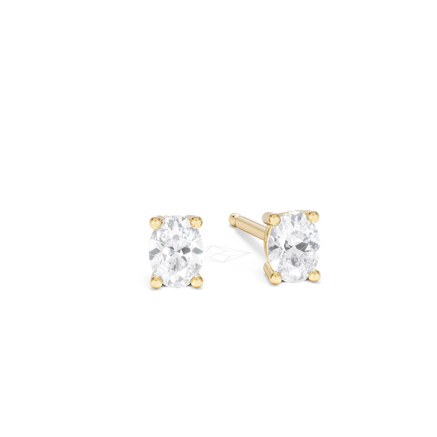Naomi Oval Cut Lab Diamond Stud Earrings 0.50ct H/SI in 9K Gold - Image 13