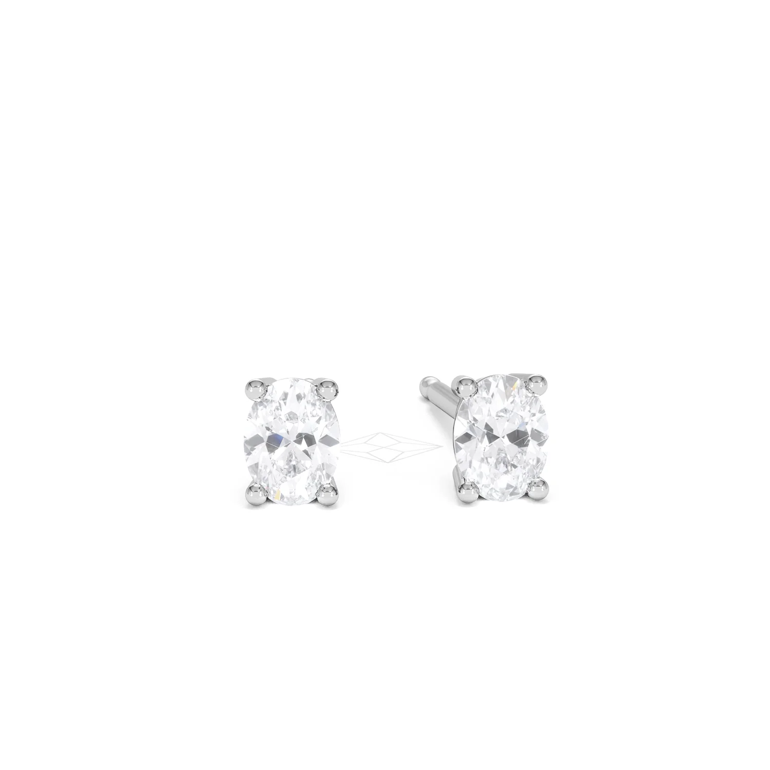Naomi Oval Cut Lab Diamond Stud Earrings 0.50ct H/SI in 9K White Gold - Image 11